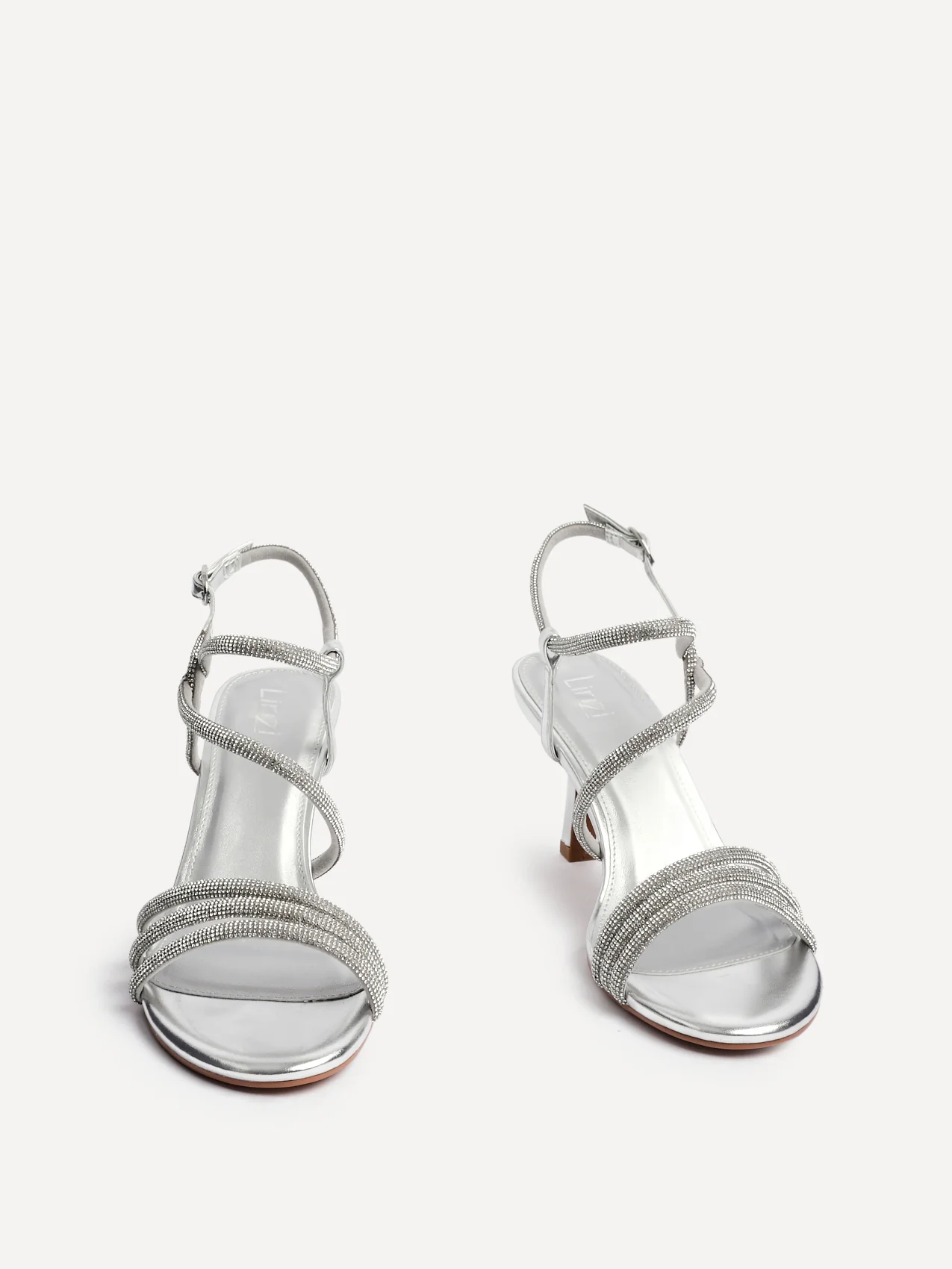 Charm Silver Strappy Diamante Heels - Image 3