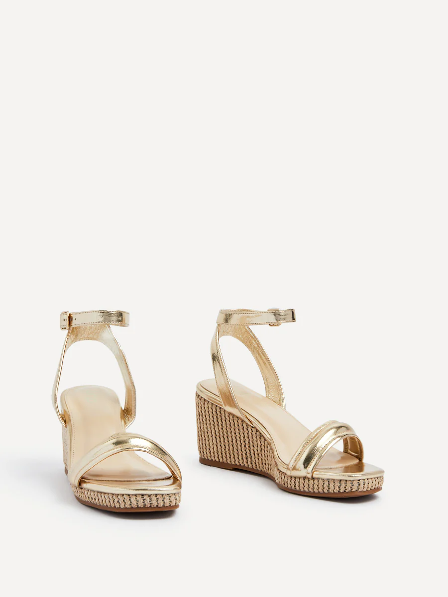 Chelsea Gold Wedged Sandals - Image 3