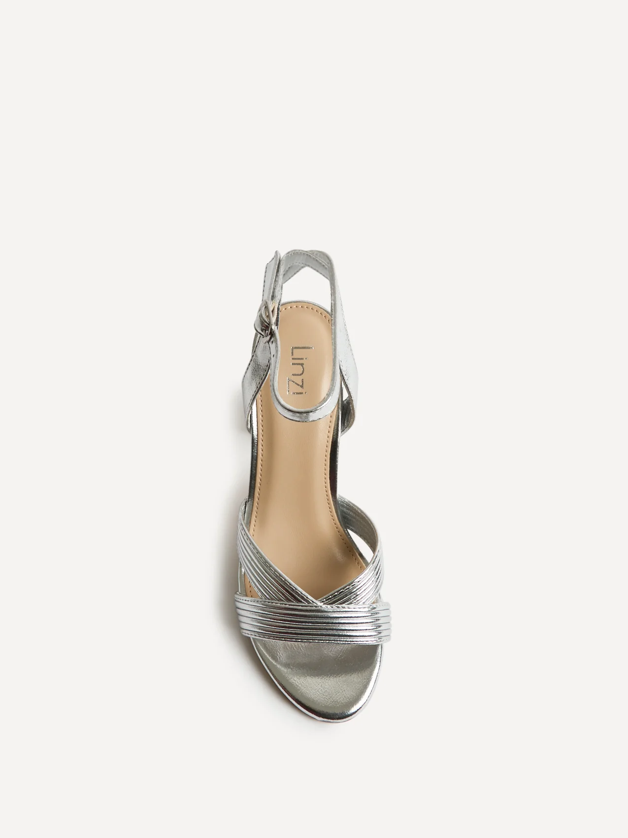 City Silver Faux Leather Heeled Sandals - Image 4