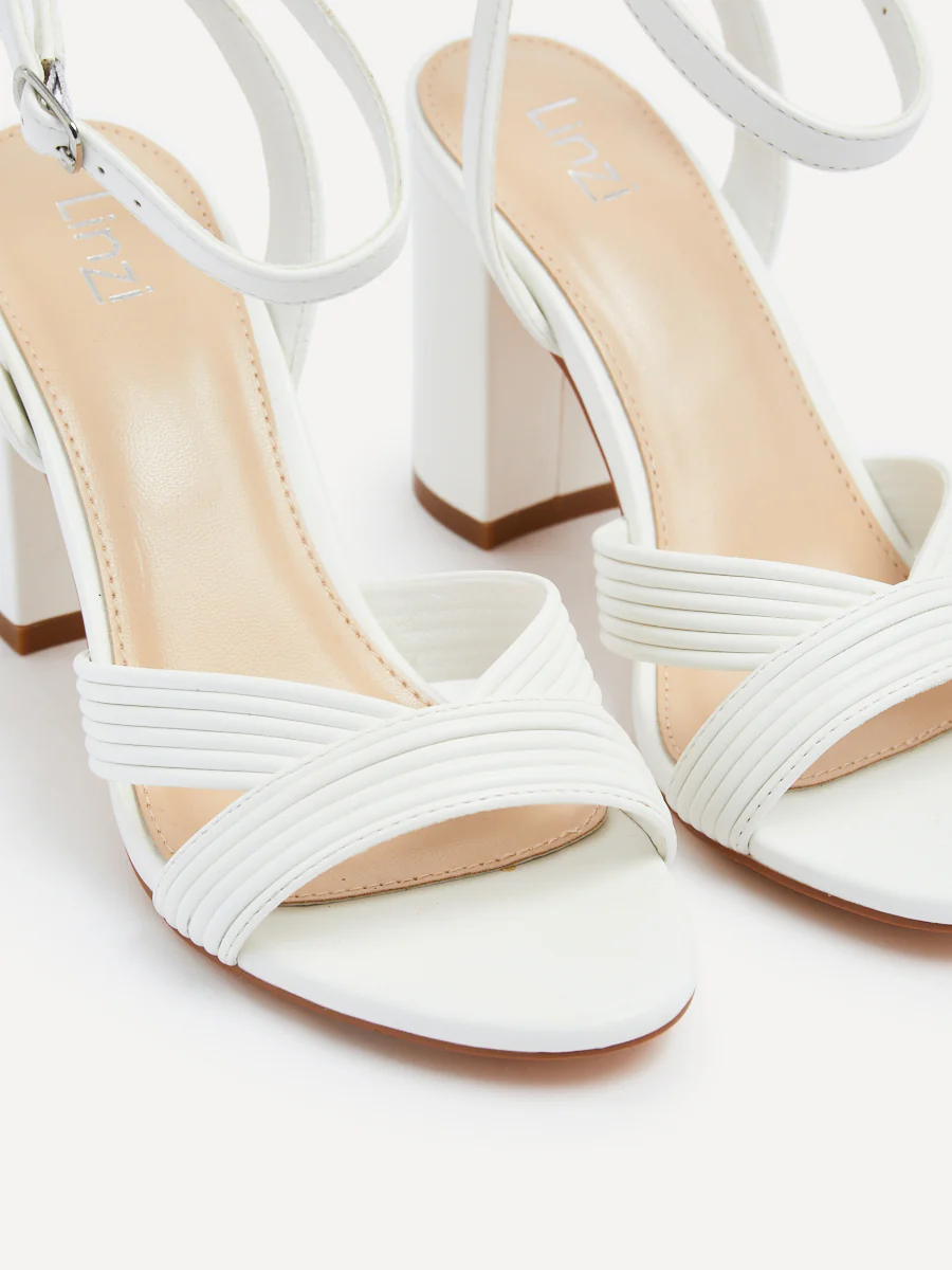 City White Faux Leather Heeled Sandals - Image 4