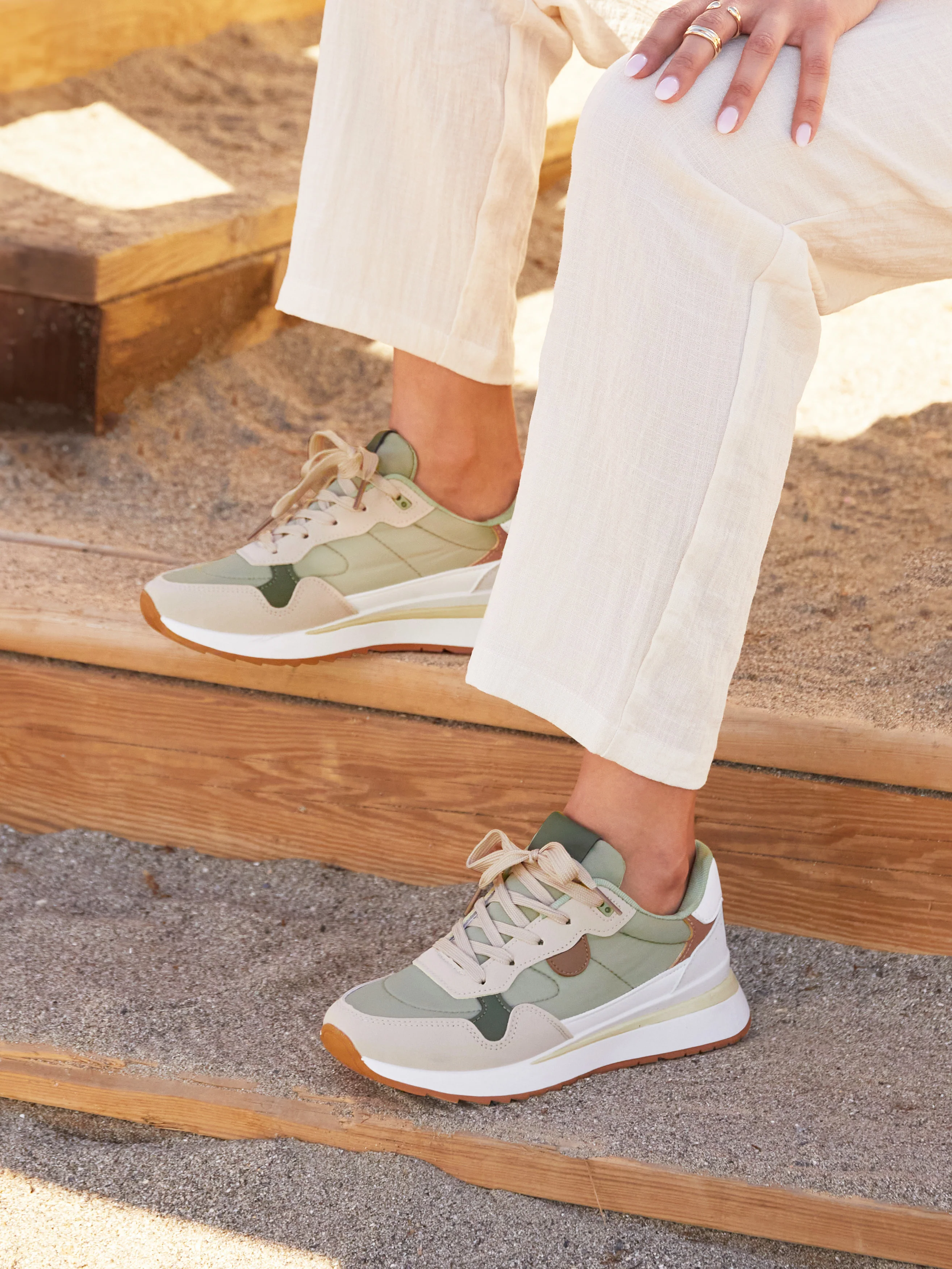 Clapham Khaki Wedged Trainers - Image 6