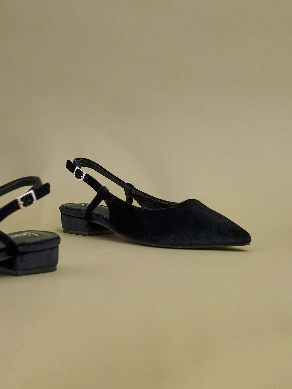 Clasica Black Velvet Pointed Toe Ballet Flats - Image 7