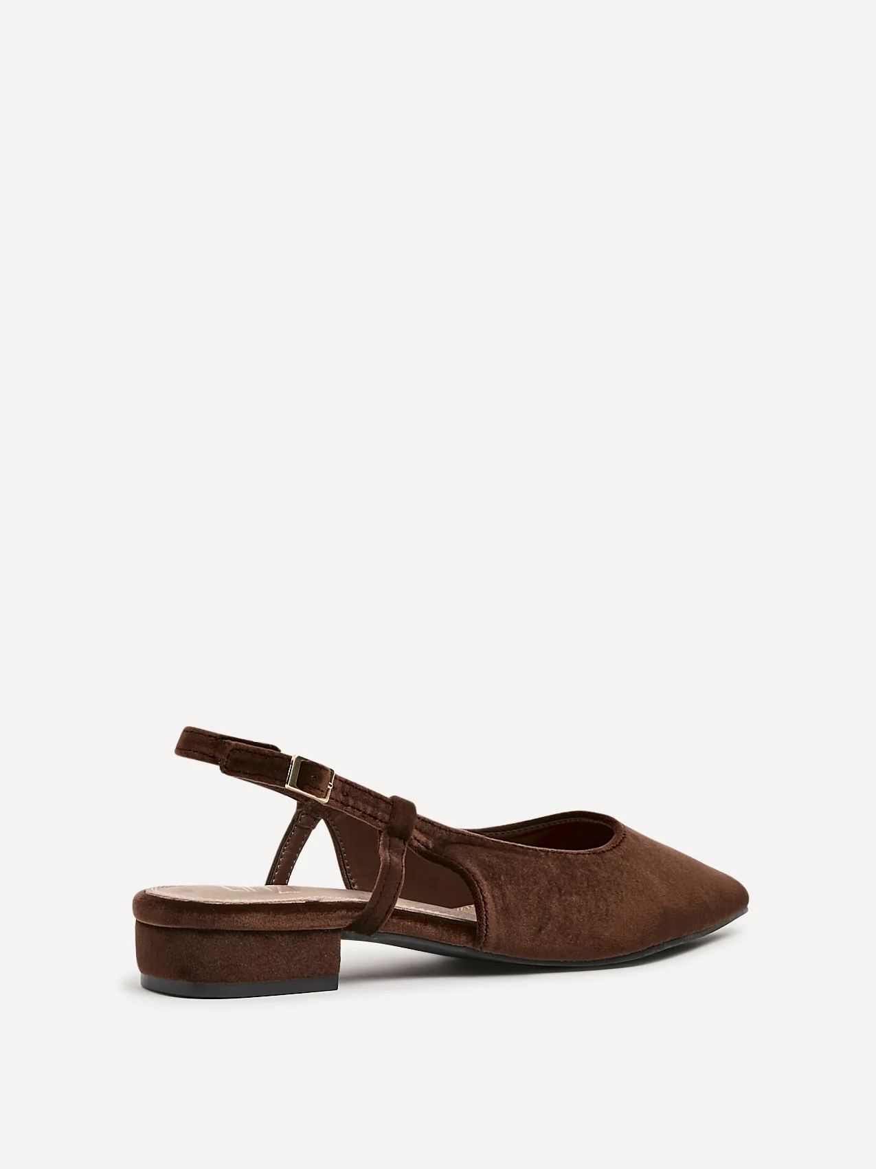 Clasica Brown Velvet Pointed Toe Ballet Flats - Image 3