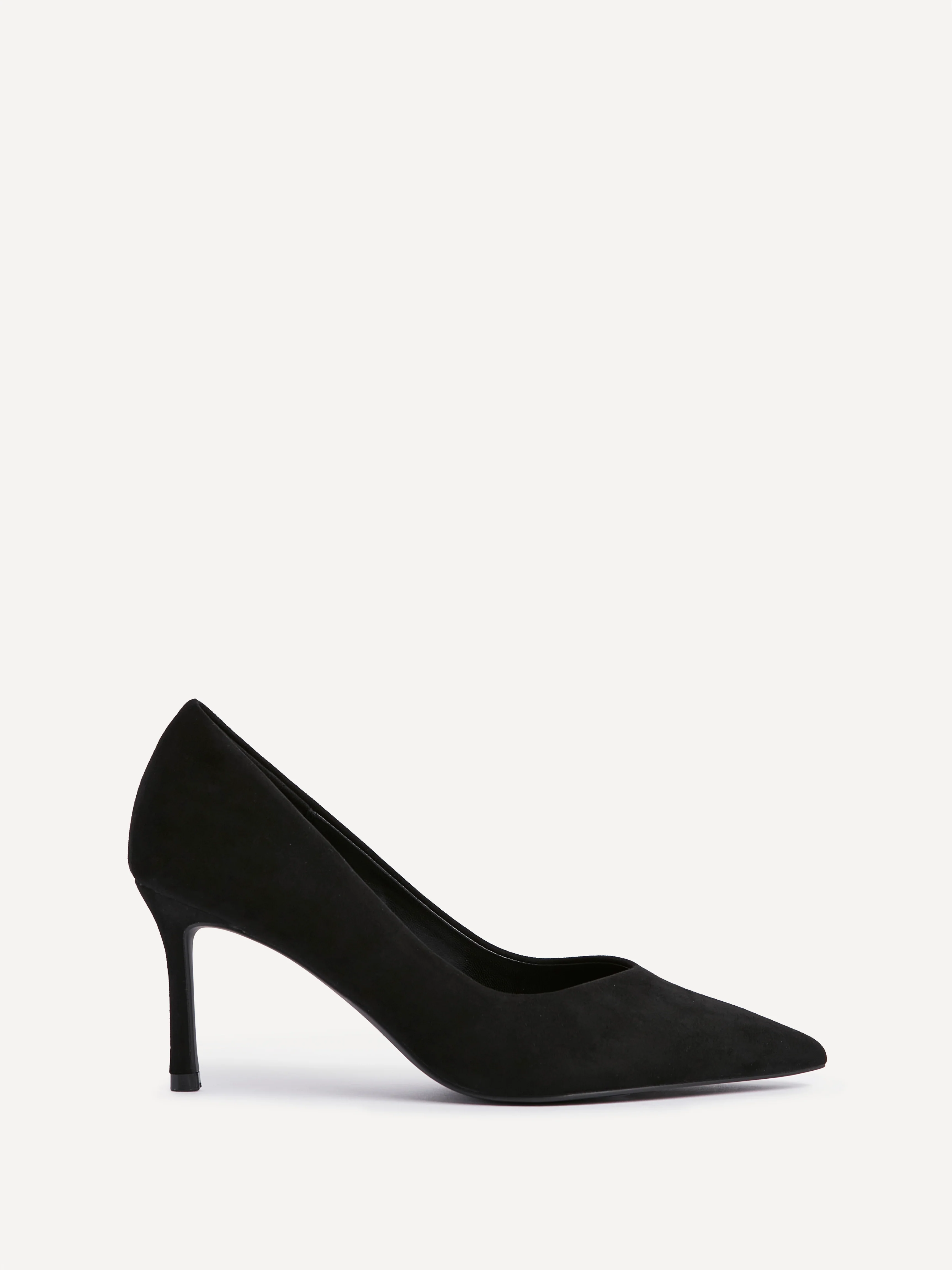 Classic Black Faux Suede Court Heels - Image 2