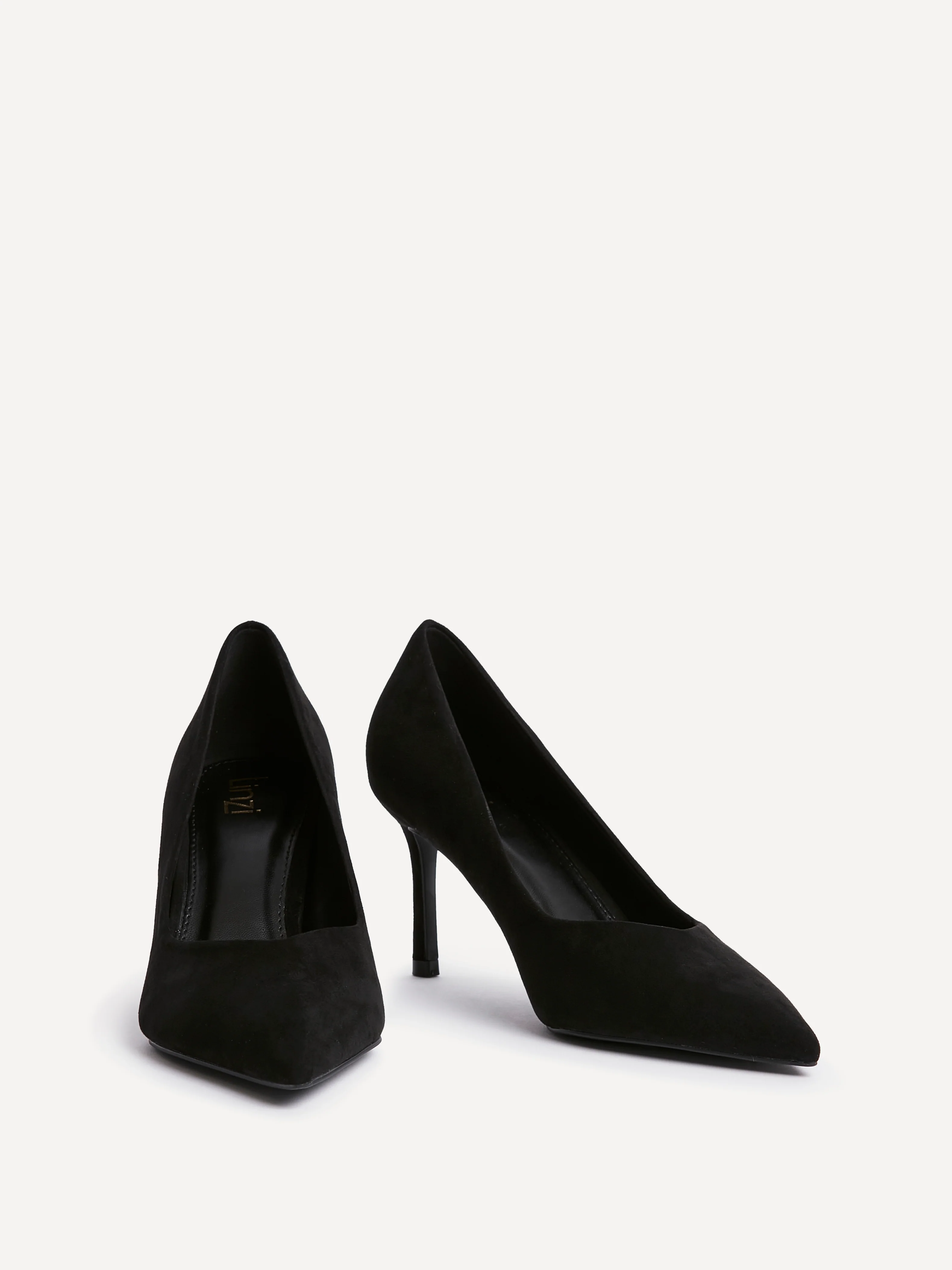 Classic Black Faux Suede Court Heels - Image 3