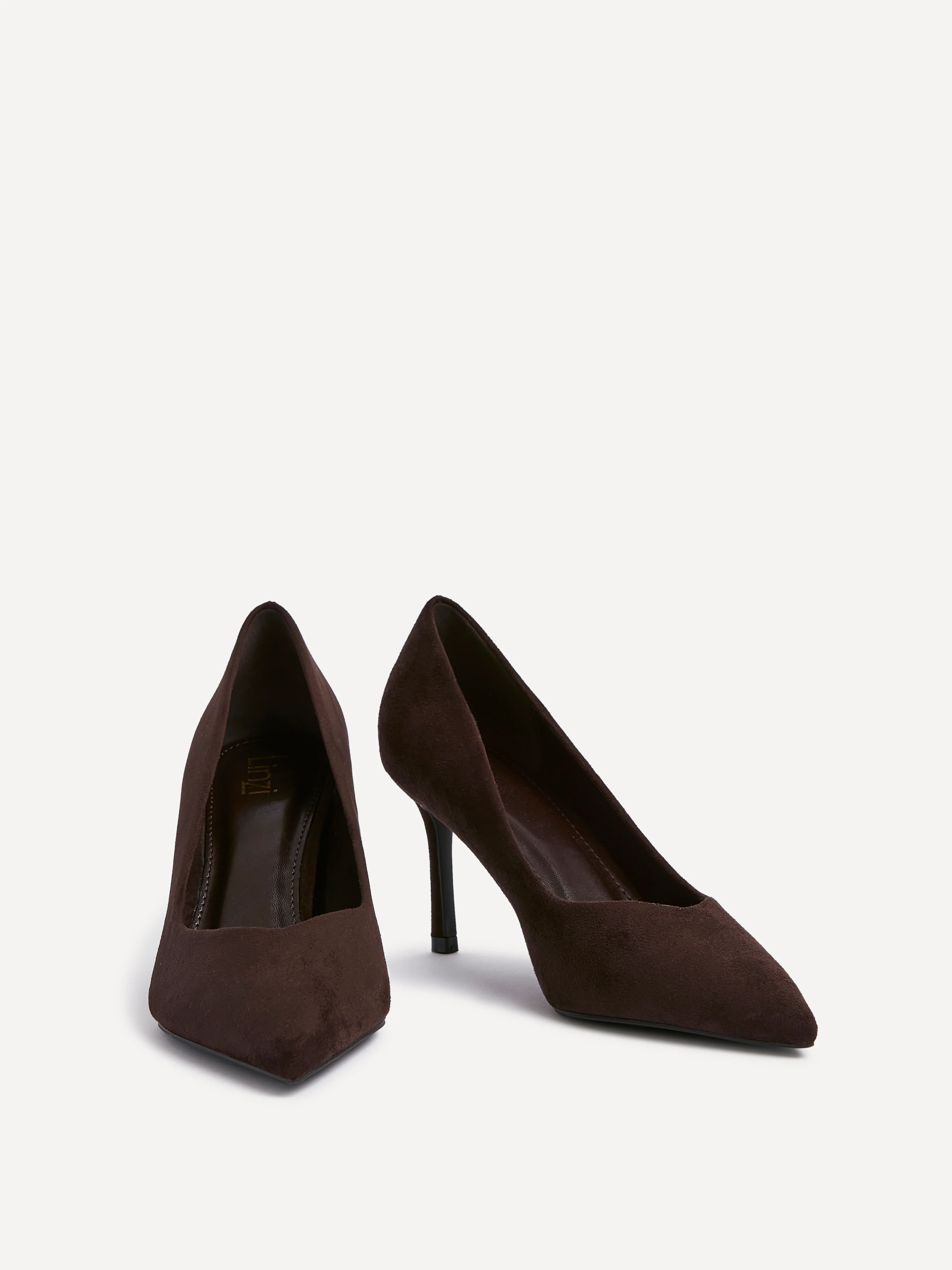 Classic Brown Faux Suede Court Heels - Image 3