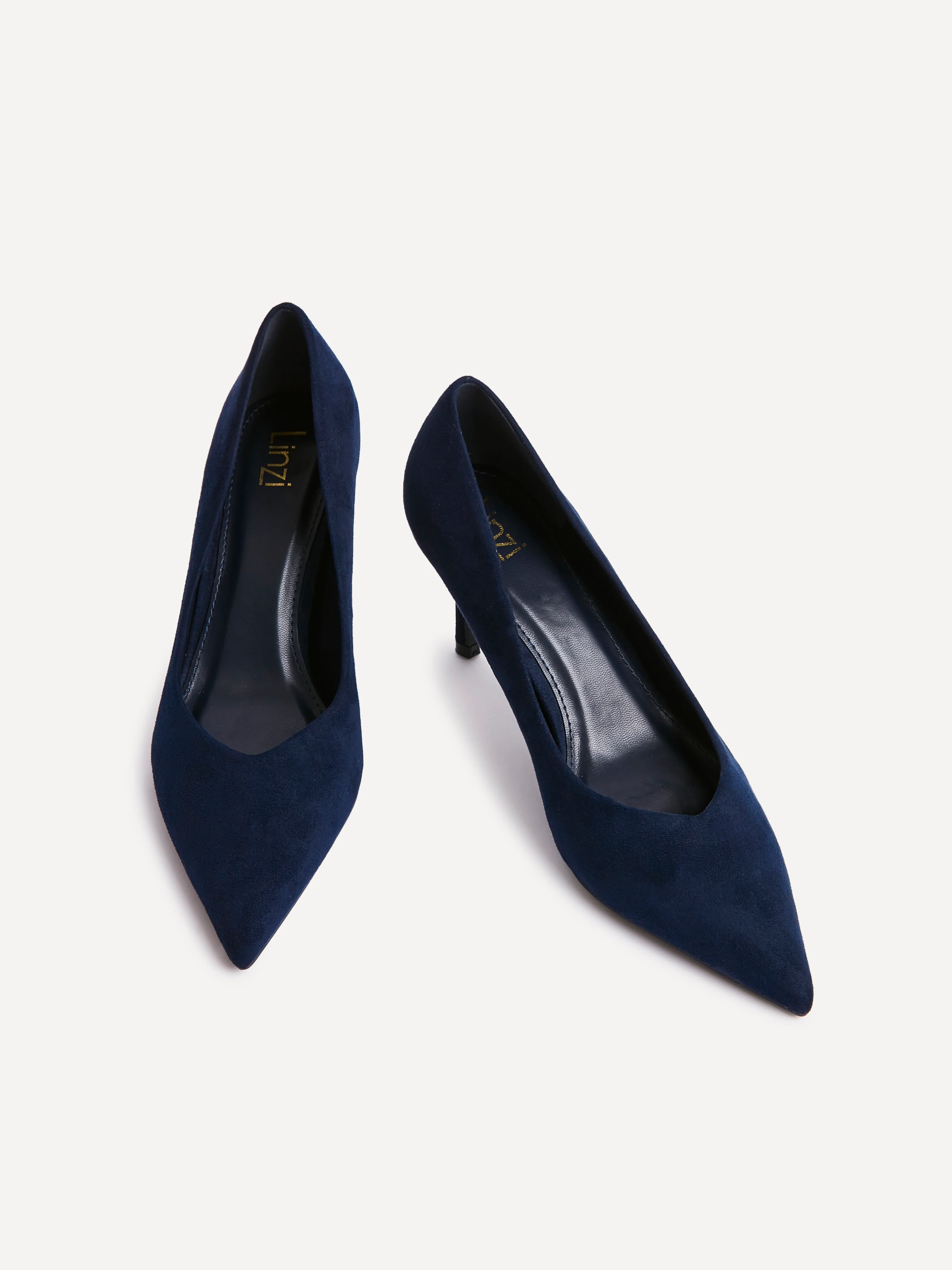 Classic Navy Faux Suede Court Heels - Image 5