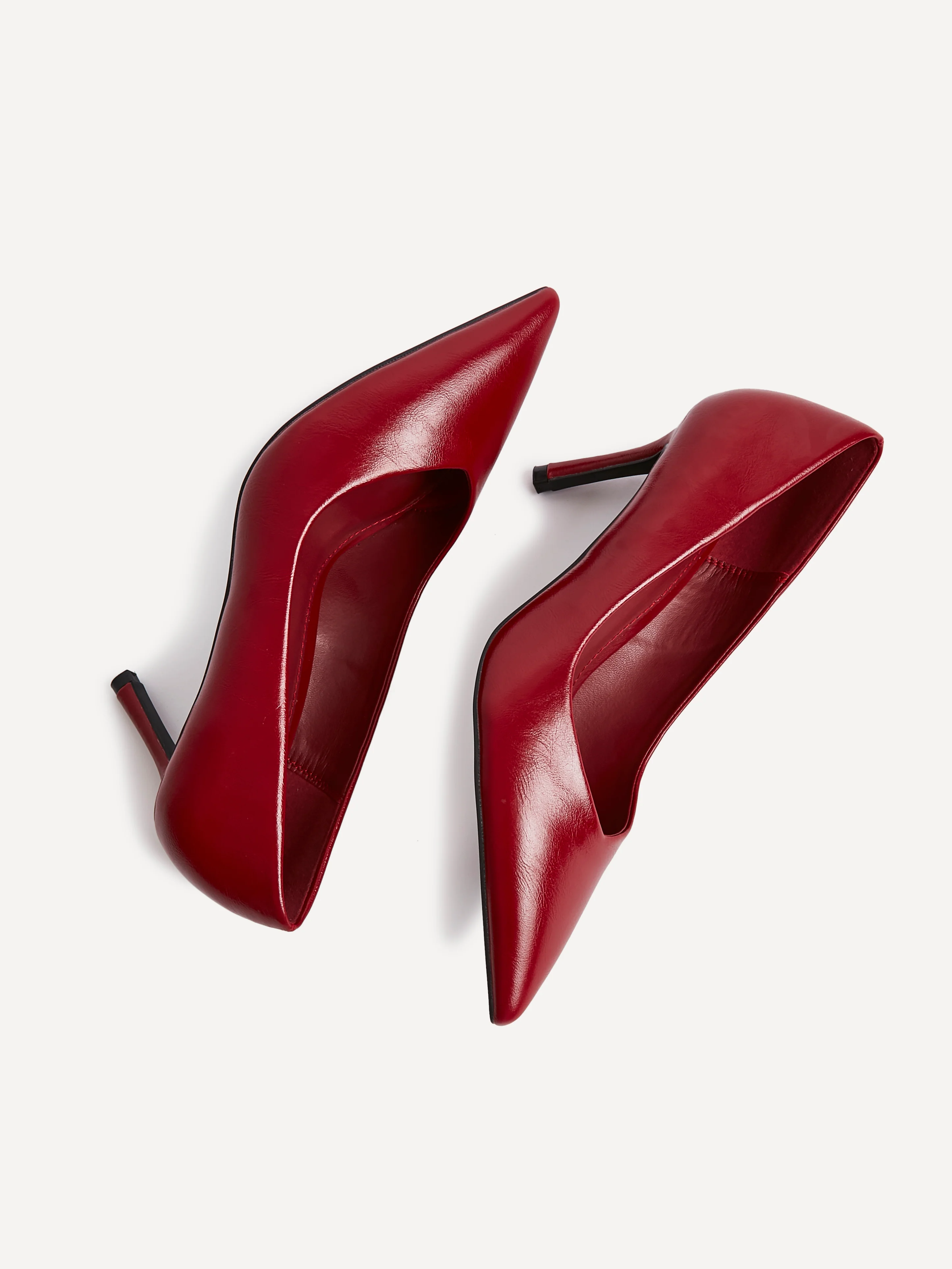 Classic Red Faux Leather Court Heels - Image 5