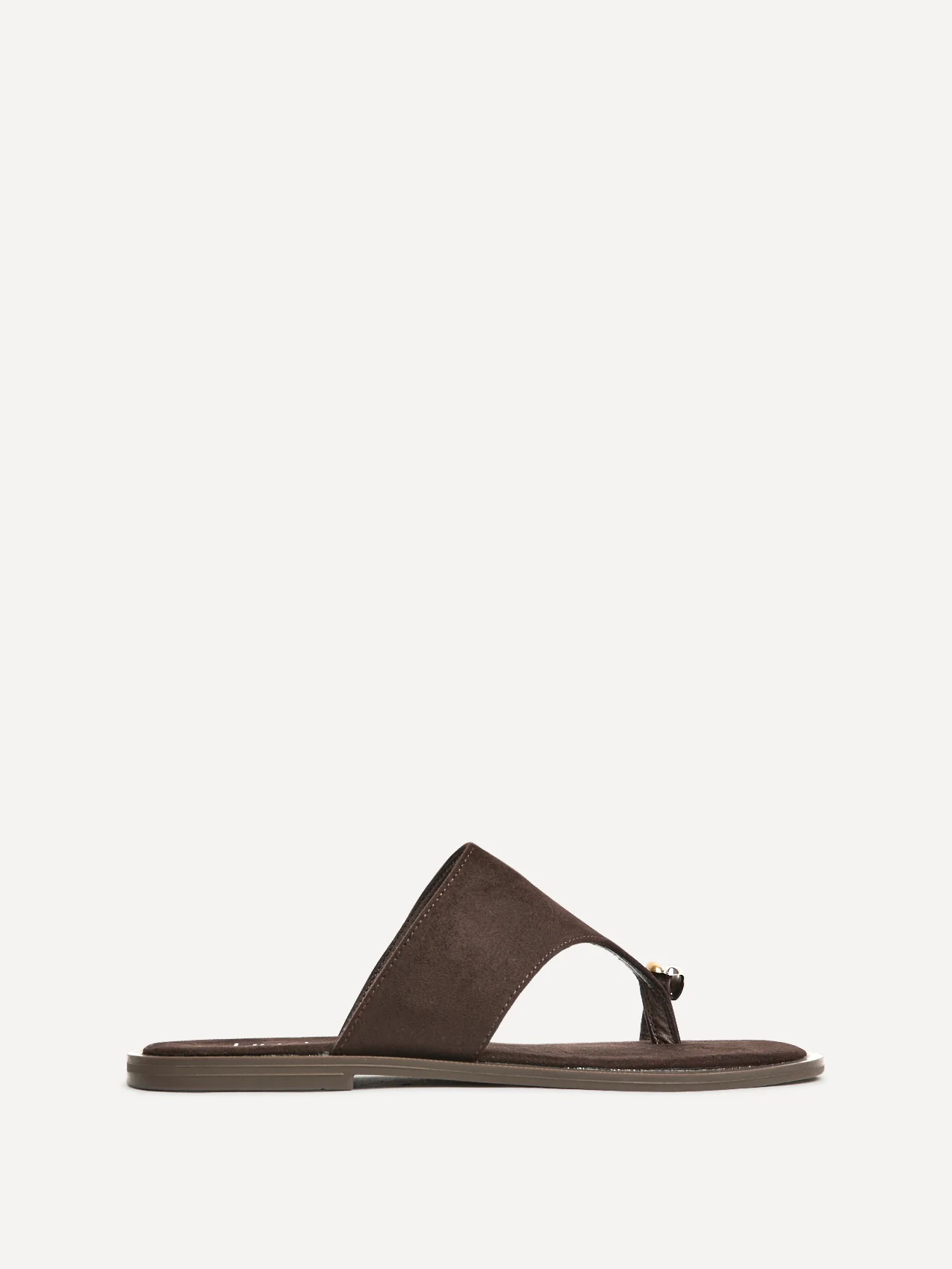 Contain Brown Toe Ring Flat Sandals - Image 2