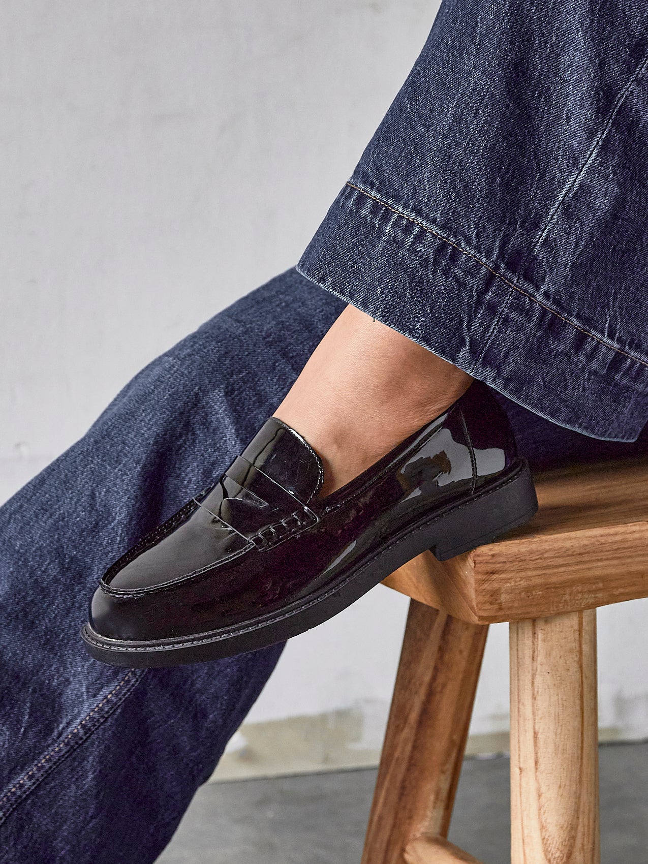 Cartia Wide Fit Black Patent Loafers - Image 6