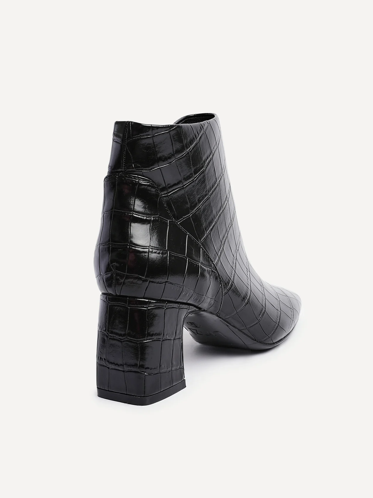 Cove Black Faux Croc Leather Ankle Boots - Image 4