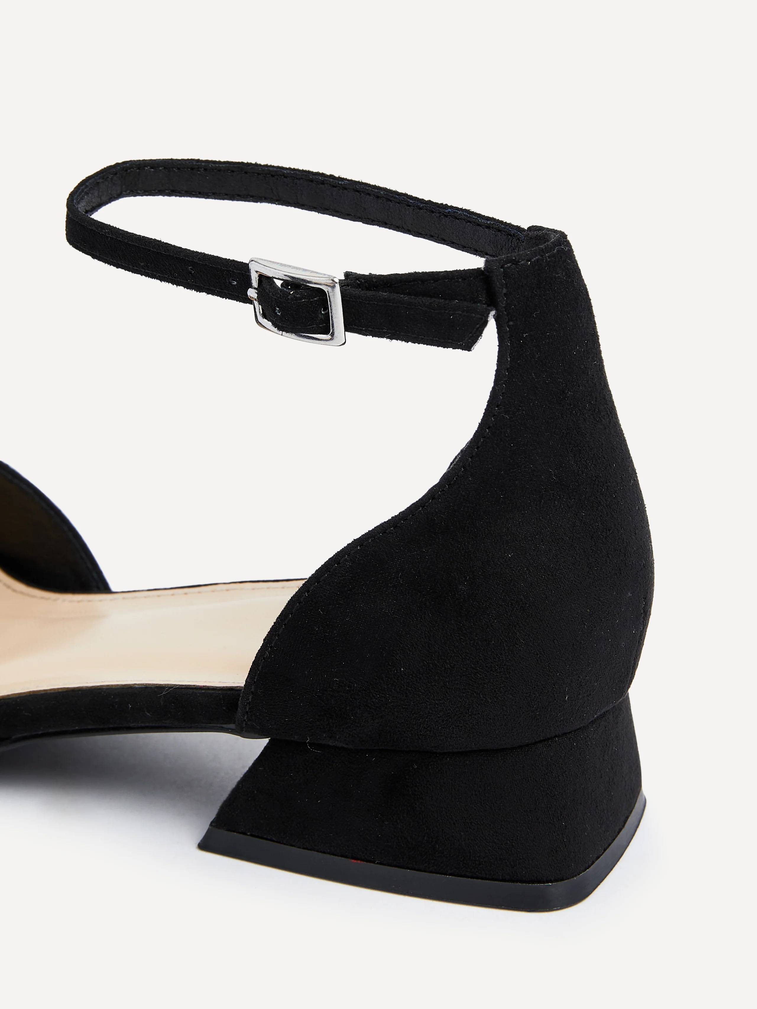 Dahlia Black Faux Suede Low Court Heels - Image 4