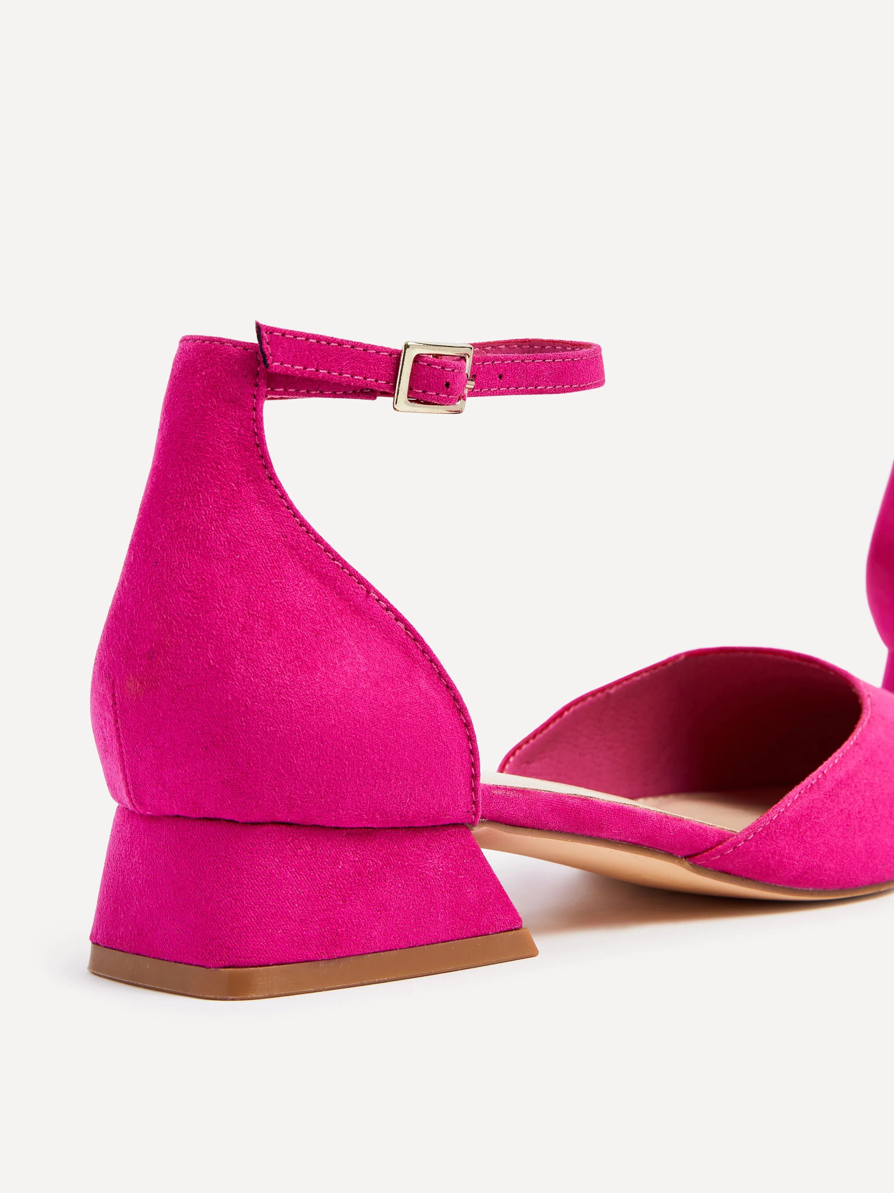 Dahlia Fuchsia Faux Suede Low Court Heels - Image 3