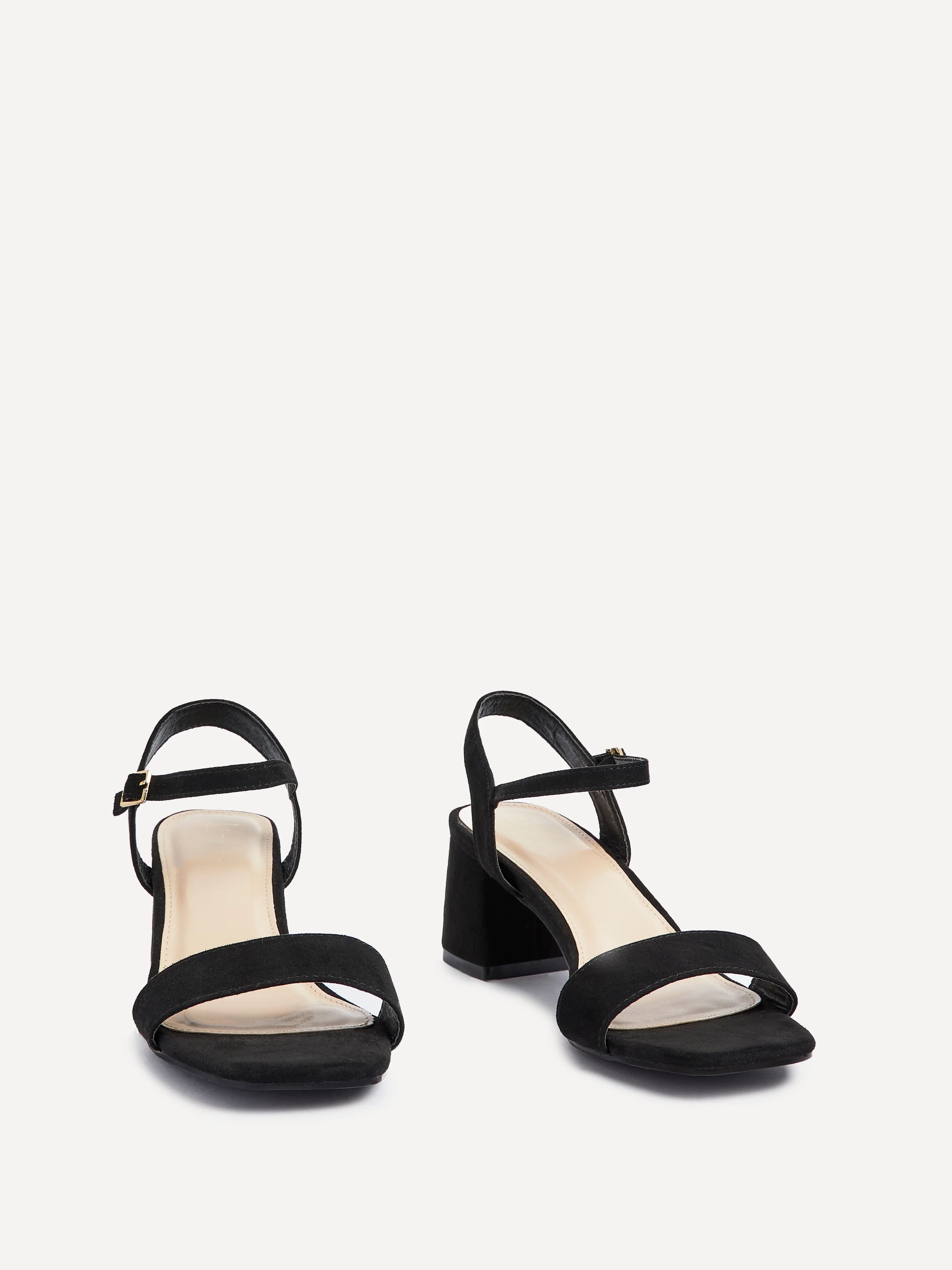 Darcie Black Faux Suede Heeled Sandals - Image 3