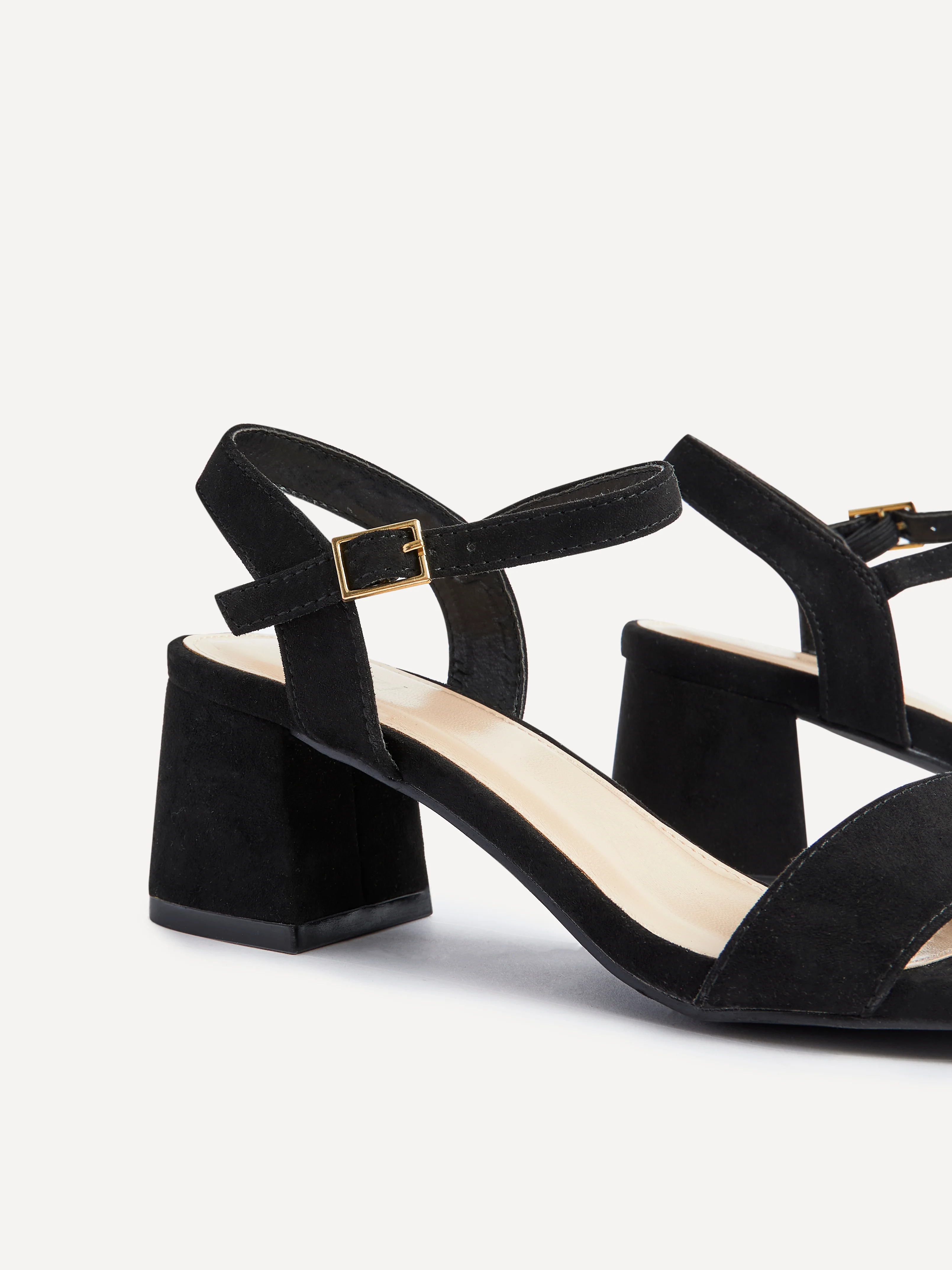 Darcie Black Faux Suede Heeled Sandals - Image 4