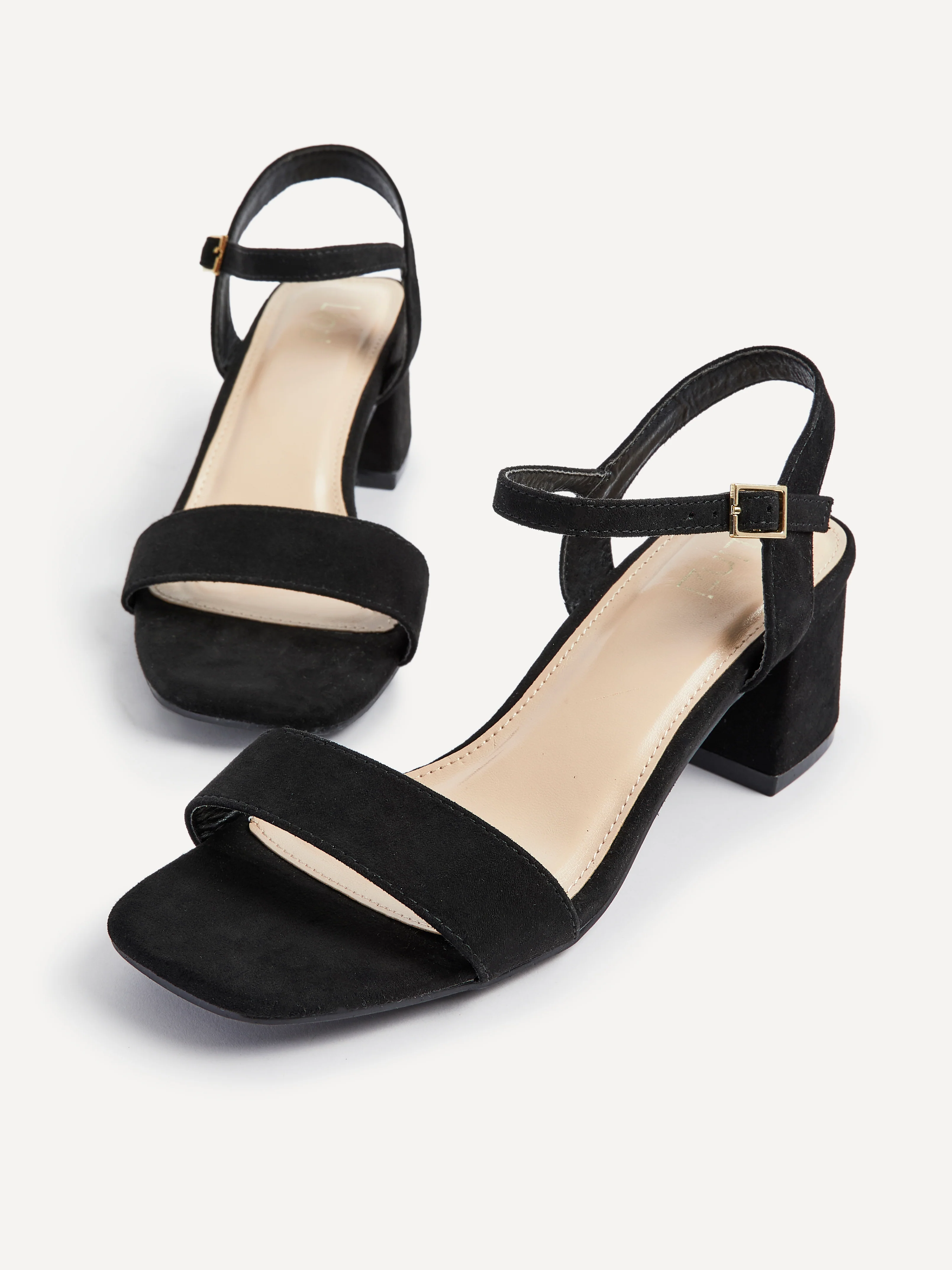 Darcie Black Faux Suede Heeled Sandals - Image 5