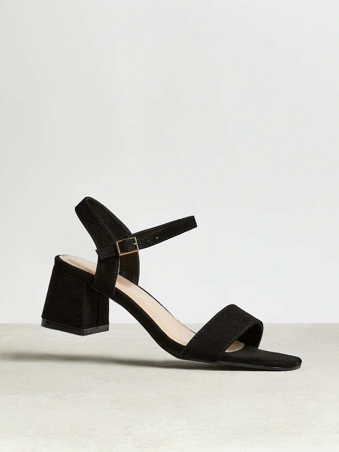 Darcie Black Faux Suede Heeled Sandals - Image 6
