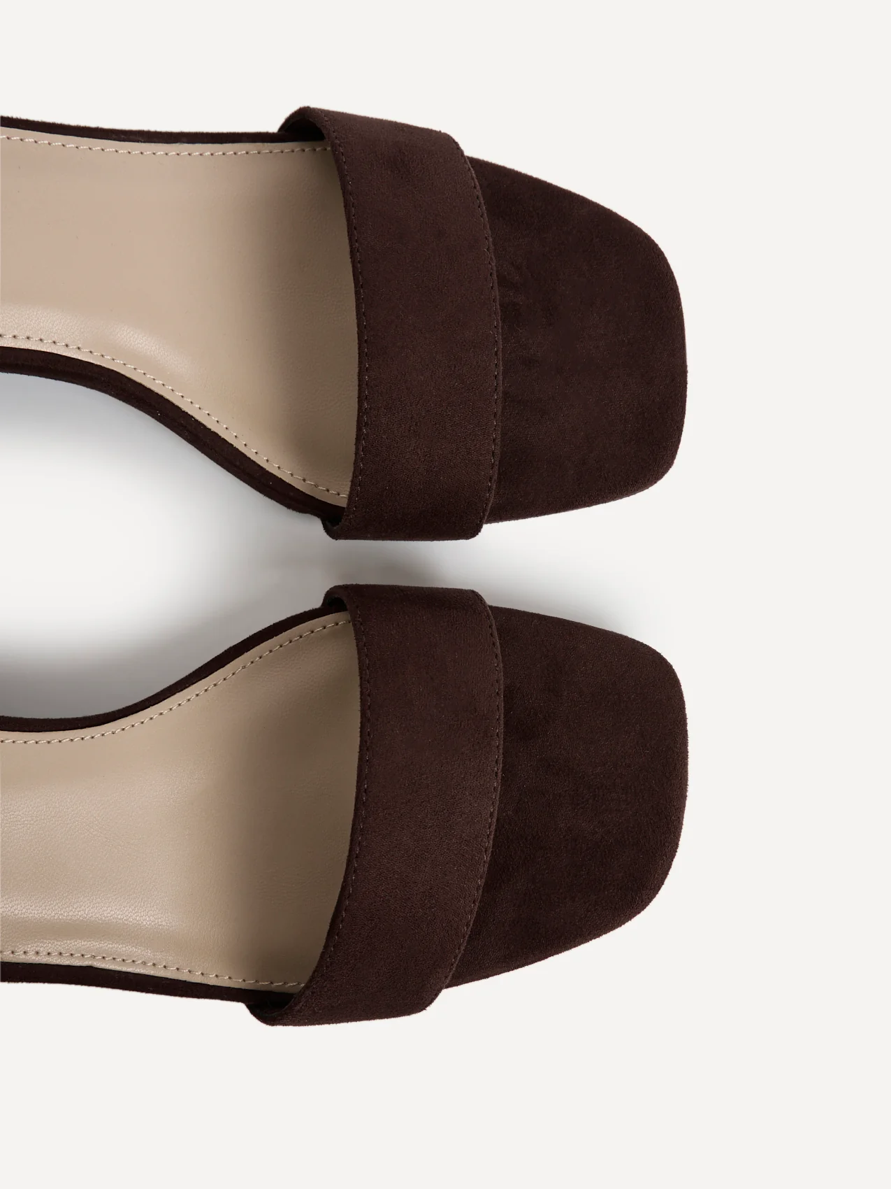 Darcie Brown Faux Suede Heeled Sandals - Image 5
