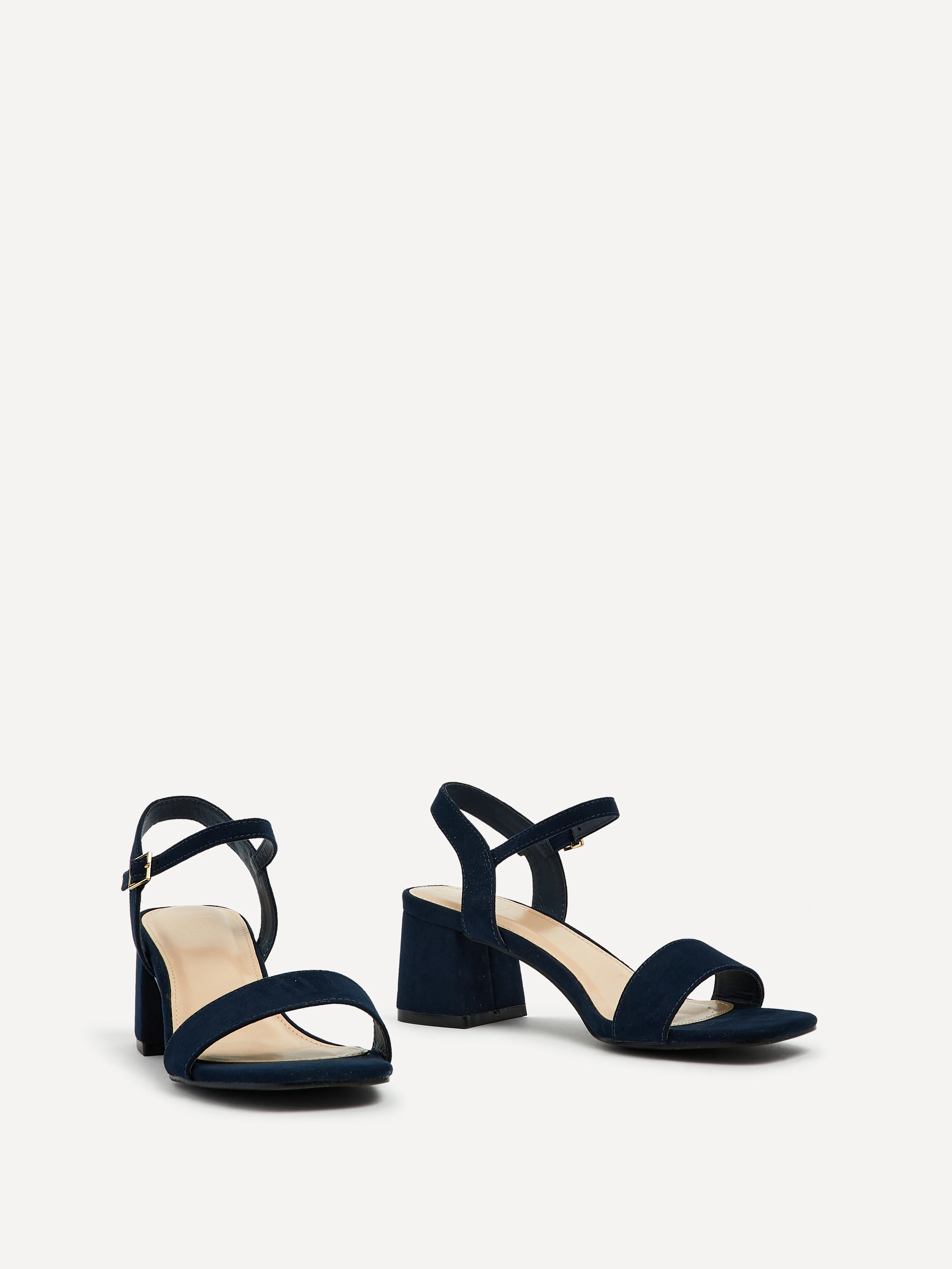 Darcie Navy Faux Suede Heeled Sandals - Image 4
