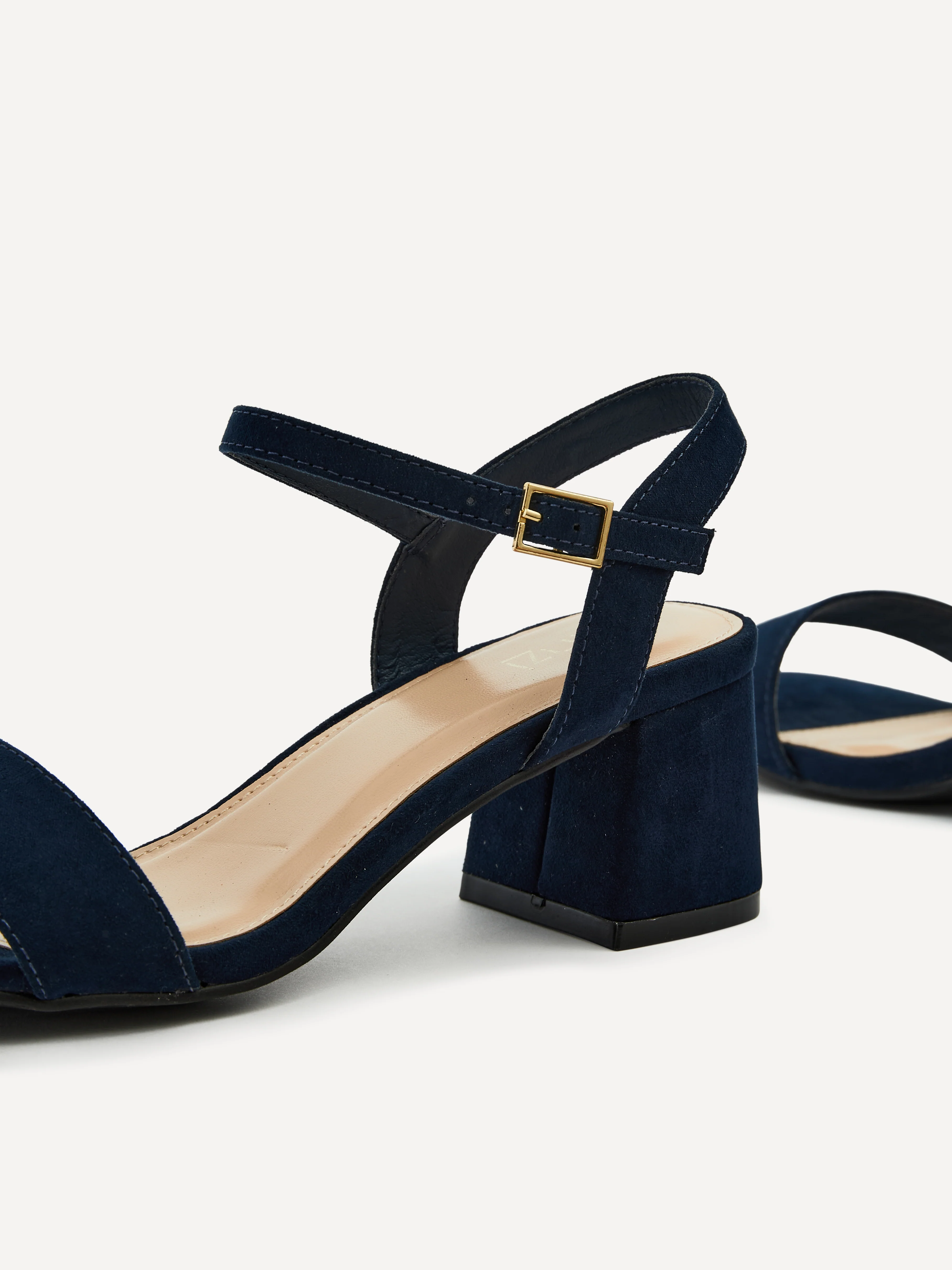 Darcie Navy Faux Suede Heeled Sandals - Image 5