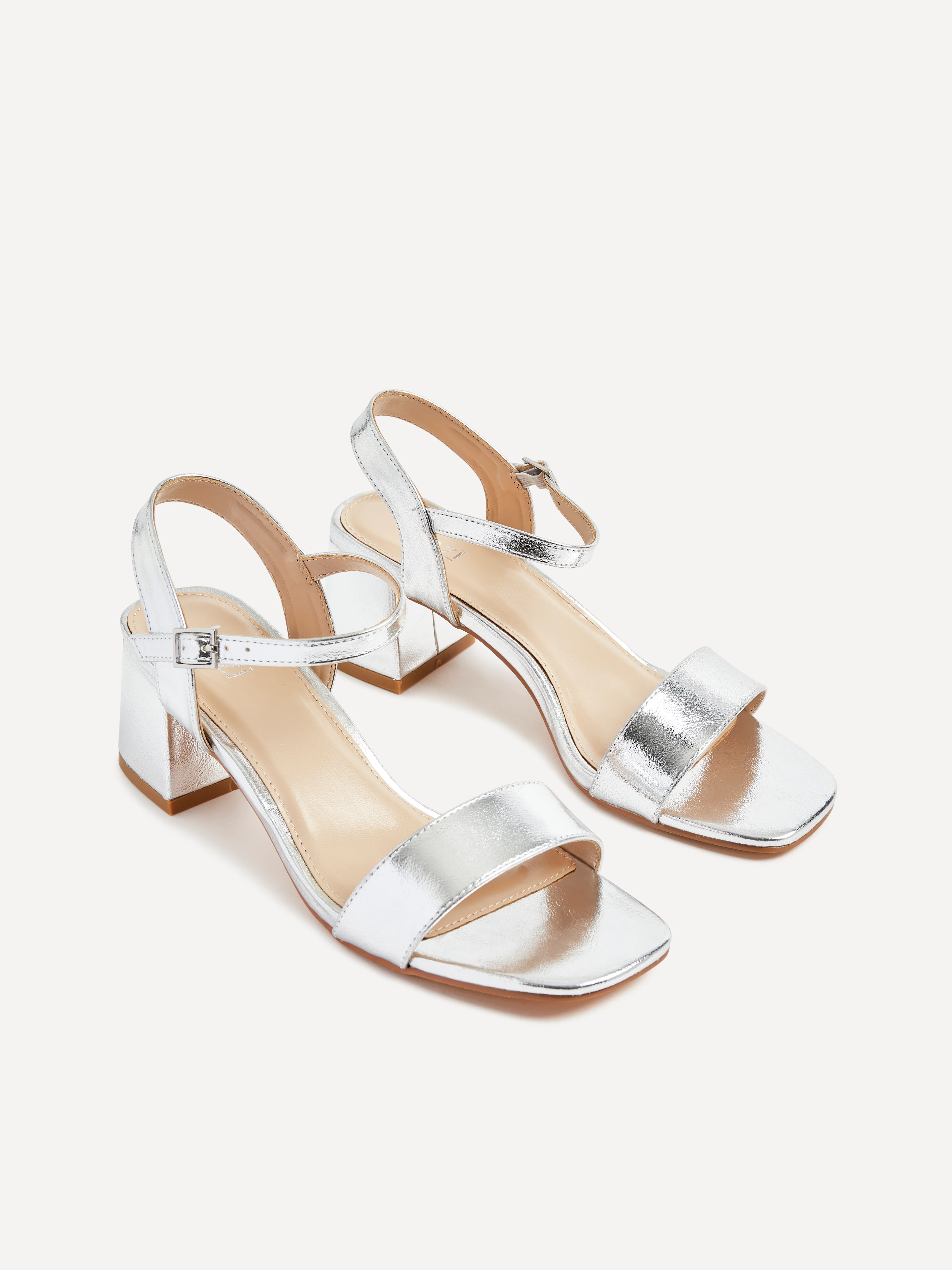 Darcie Silver Faux Leather Heeled Sandals - Image 4