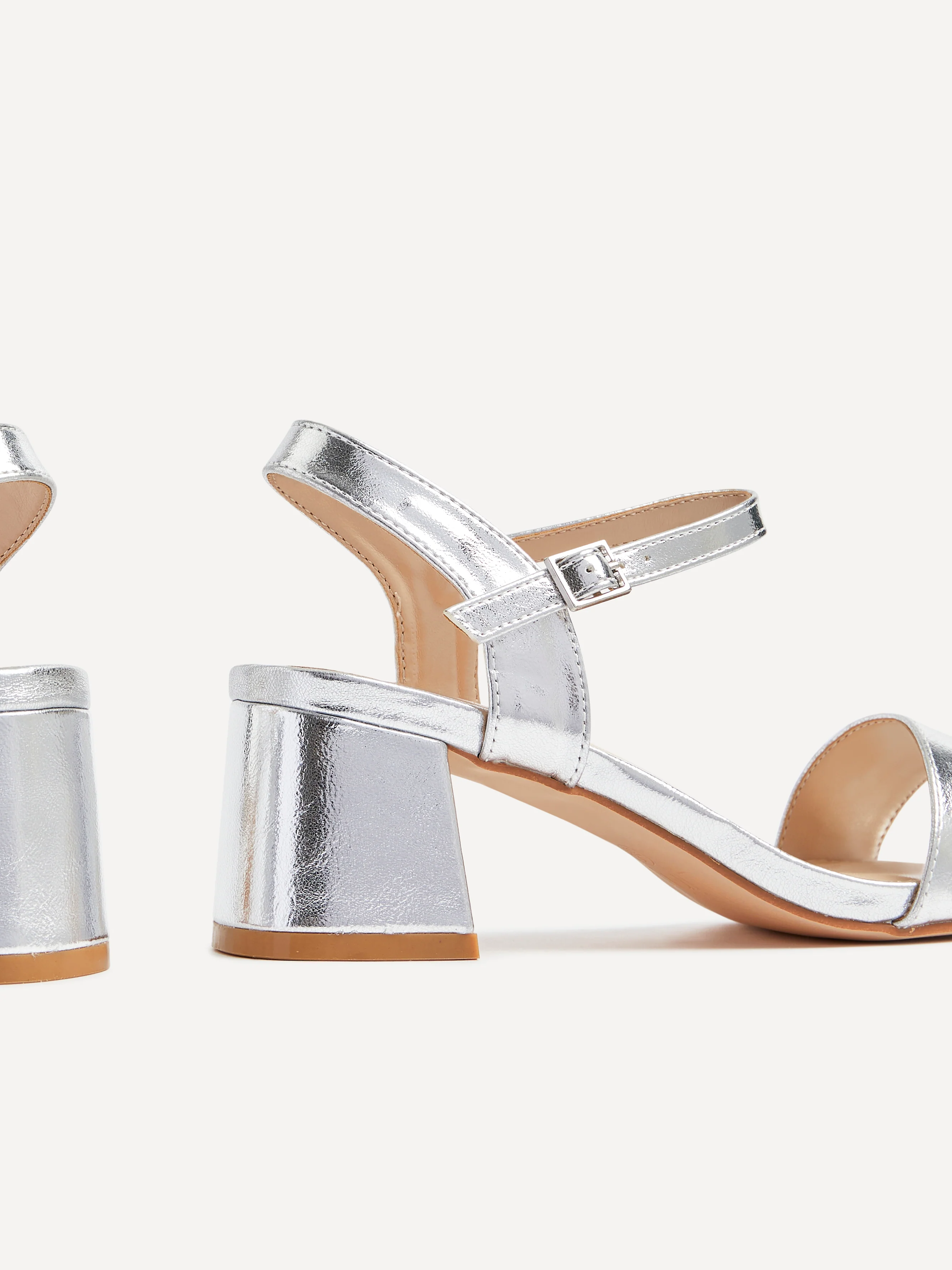 Darcie Silver Faux Leather Heeled Sandals - Image 5