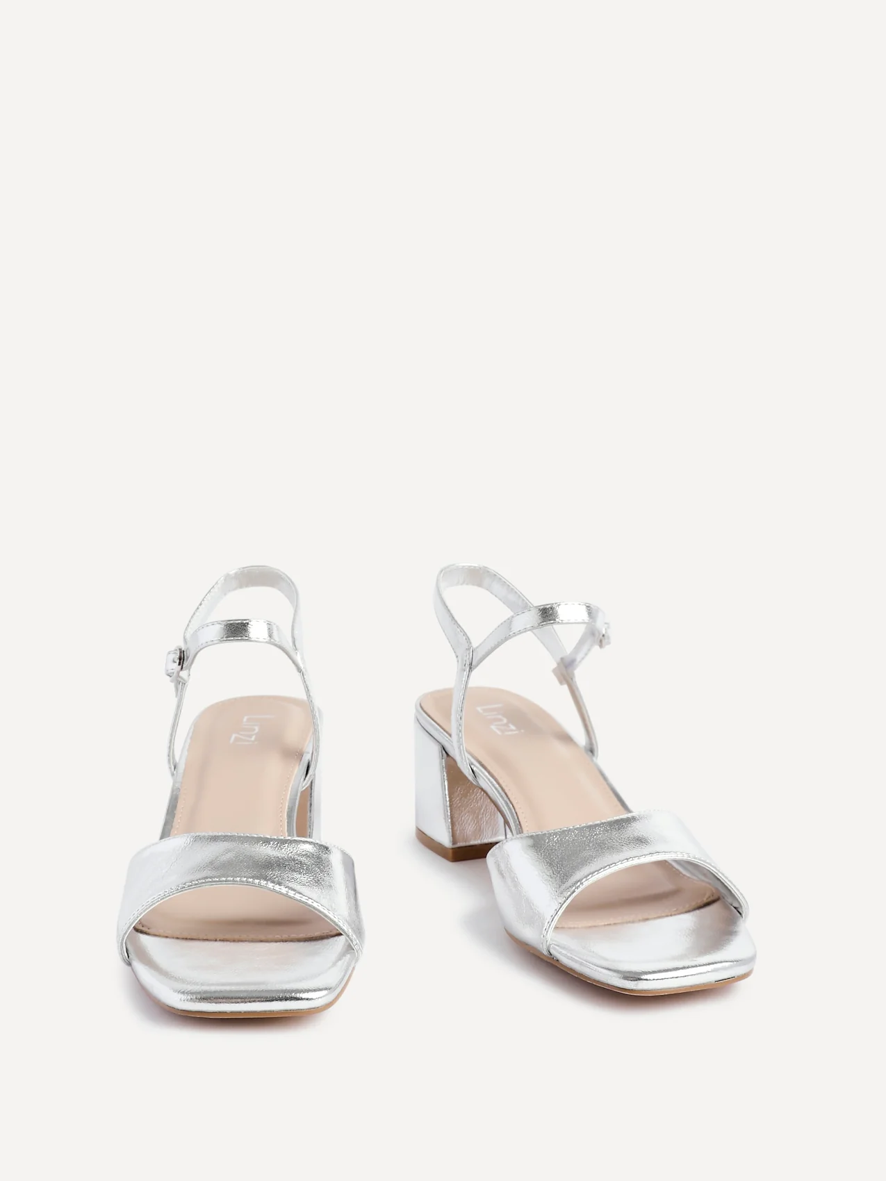 Darlene Silver Faux Leather Low Heeled Sandals - Image 3