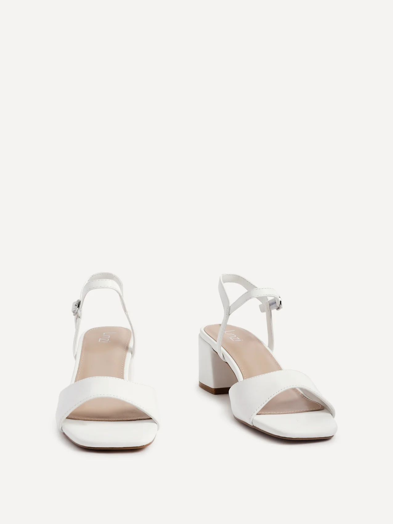Darlene White Faux Leather Low Heeled Sandals - Image 3