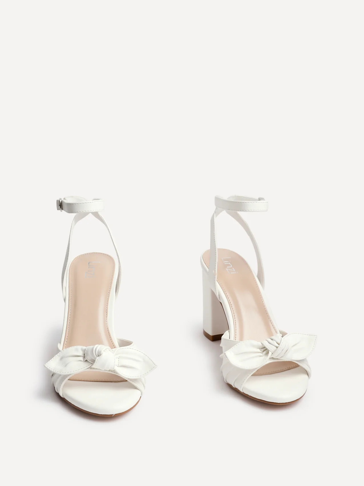 Darling White Faux Leather Bow Detail Heels - Image 2