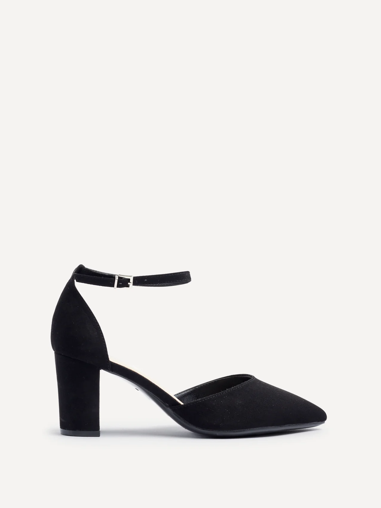 Davina Wide Fit Black Faux Suede Court Heels - Image 2