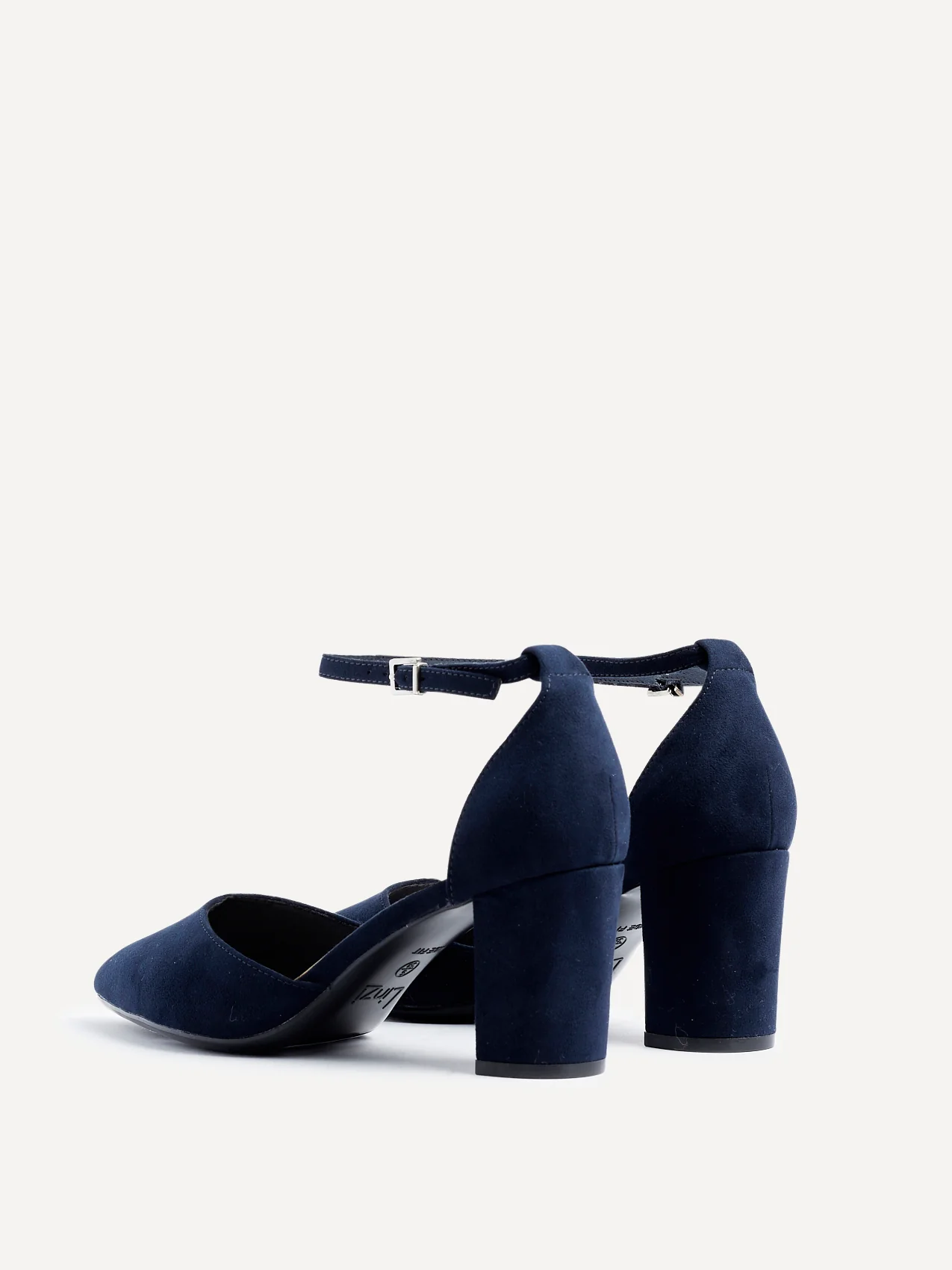 Davina Wide Fit Navy Faux Suede Court Heels - Image 4