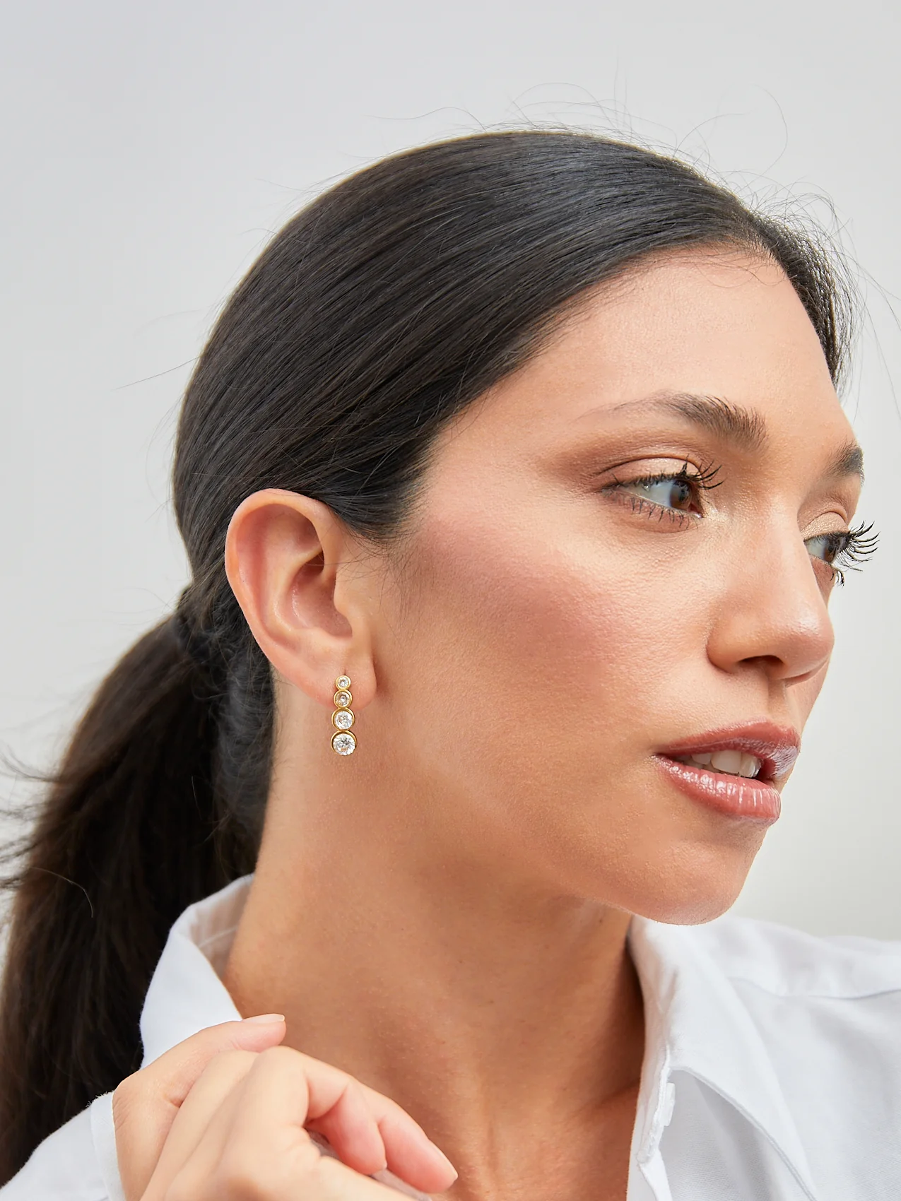 Dazzle Gold Crystal Drop Earrings - Image 3