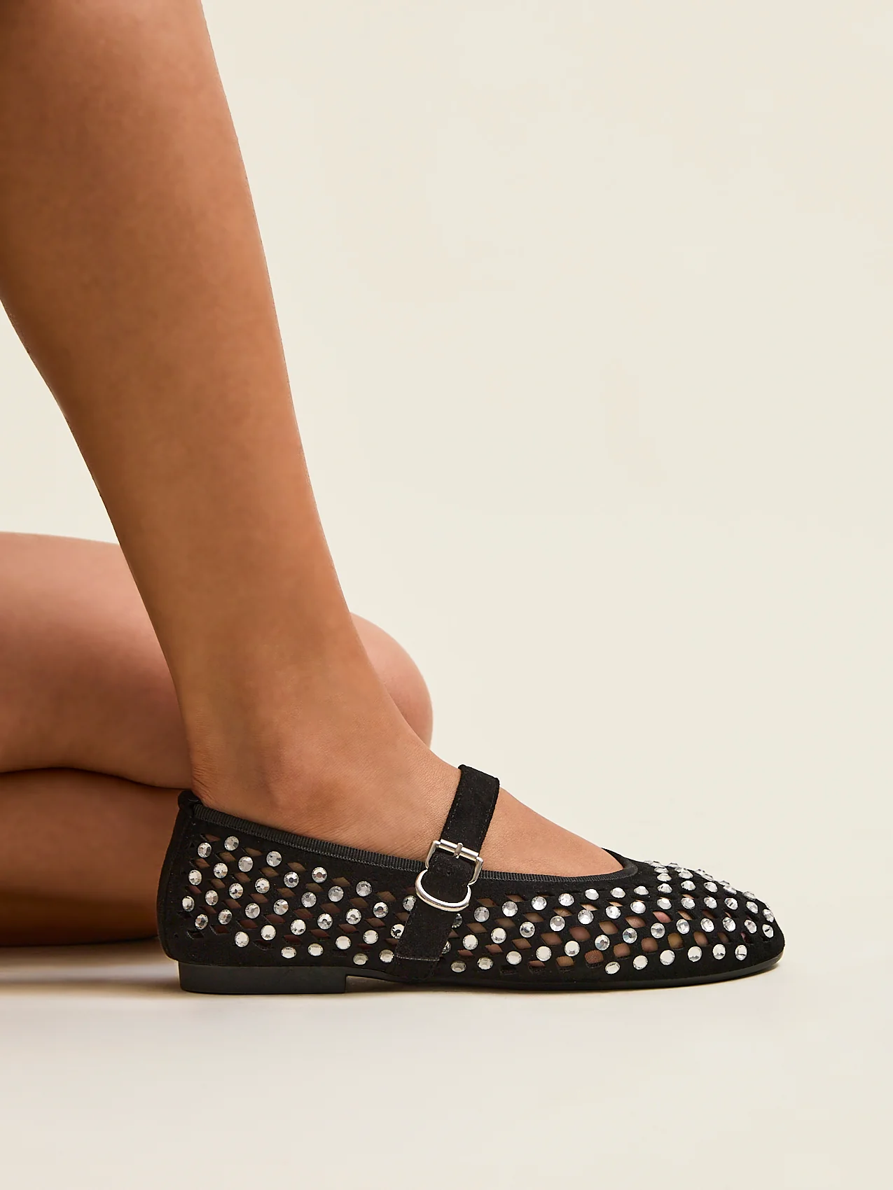 Delicate Black Suede Ballet Pumps - Image 6
