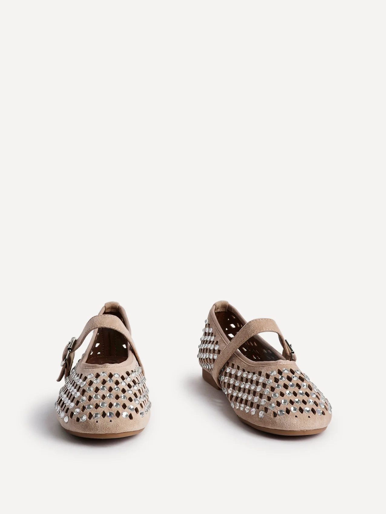 Delicate Nude Suede Ballet Pumps - Image 3