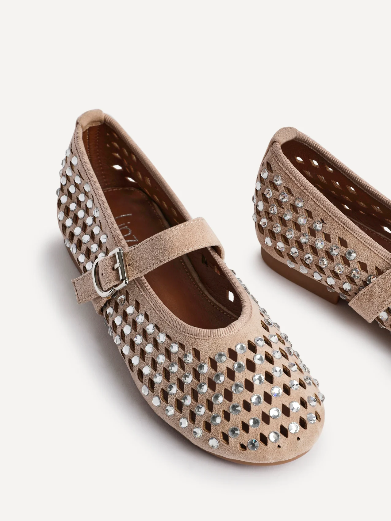Delicate Nude Suede Ballet Pumps - Image 4