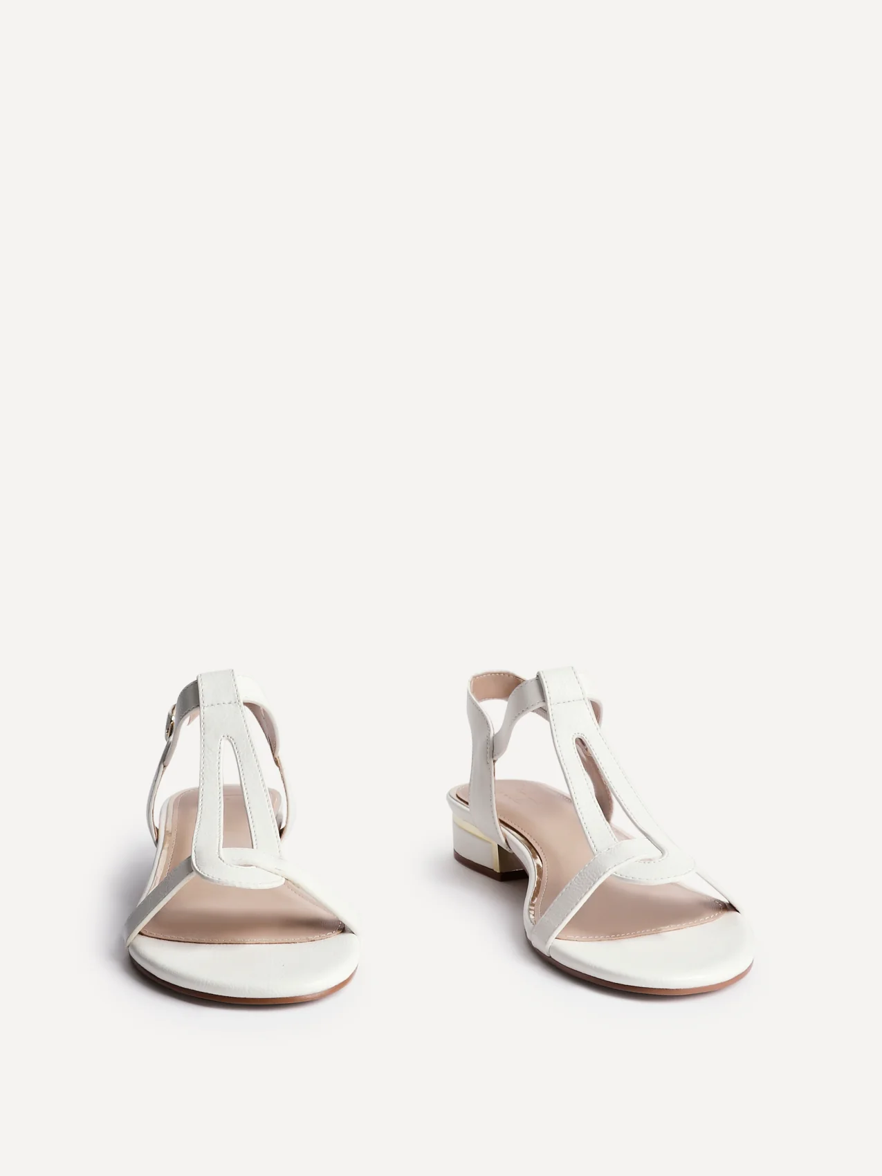 Deluxe Wide Fit White T-Bar Sandals - Image 3
