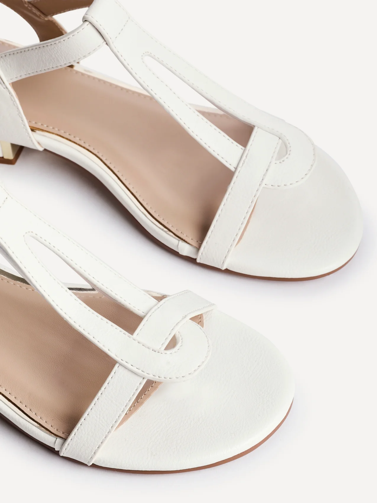 Deluxe Wide Fit White T-Bar Sandals - Image 4