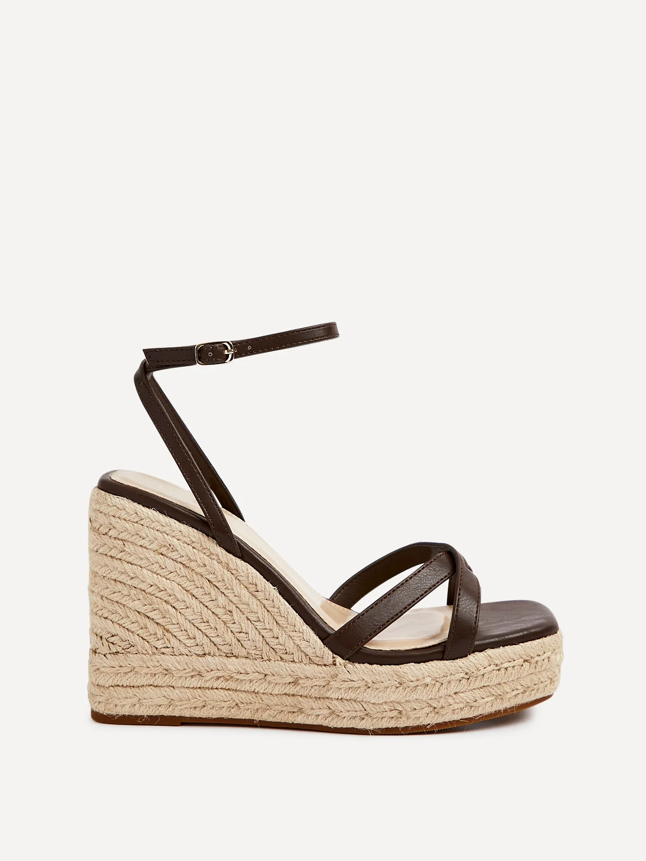 Desta Brown Nubuck Strappy Rope Wedges - Image 2
