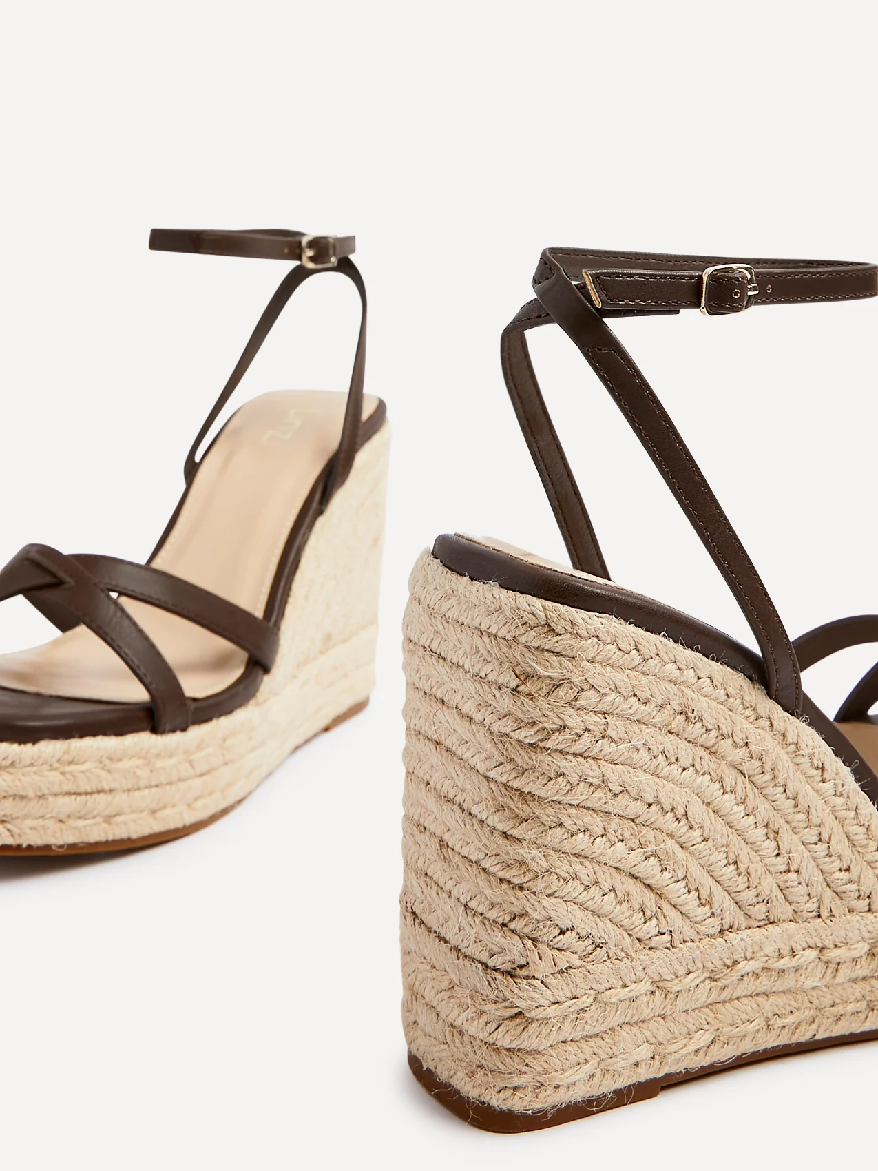 Desta Brown Nubuck Strappy Rope Wedges - Image 4