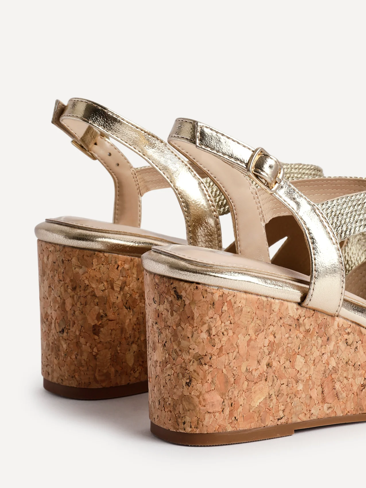 Destined Gold Woven Design Cork Wedges - Image 5