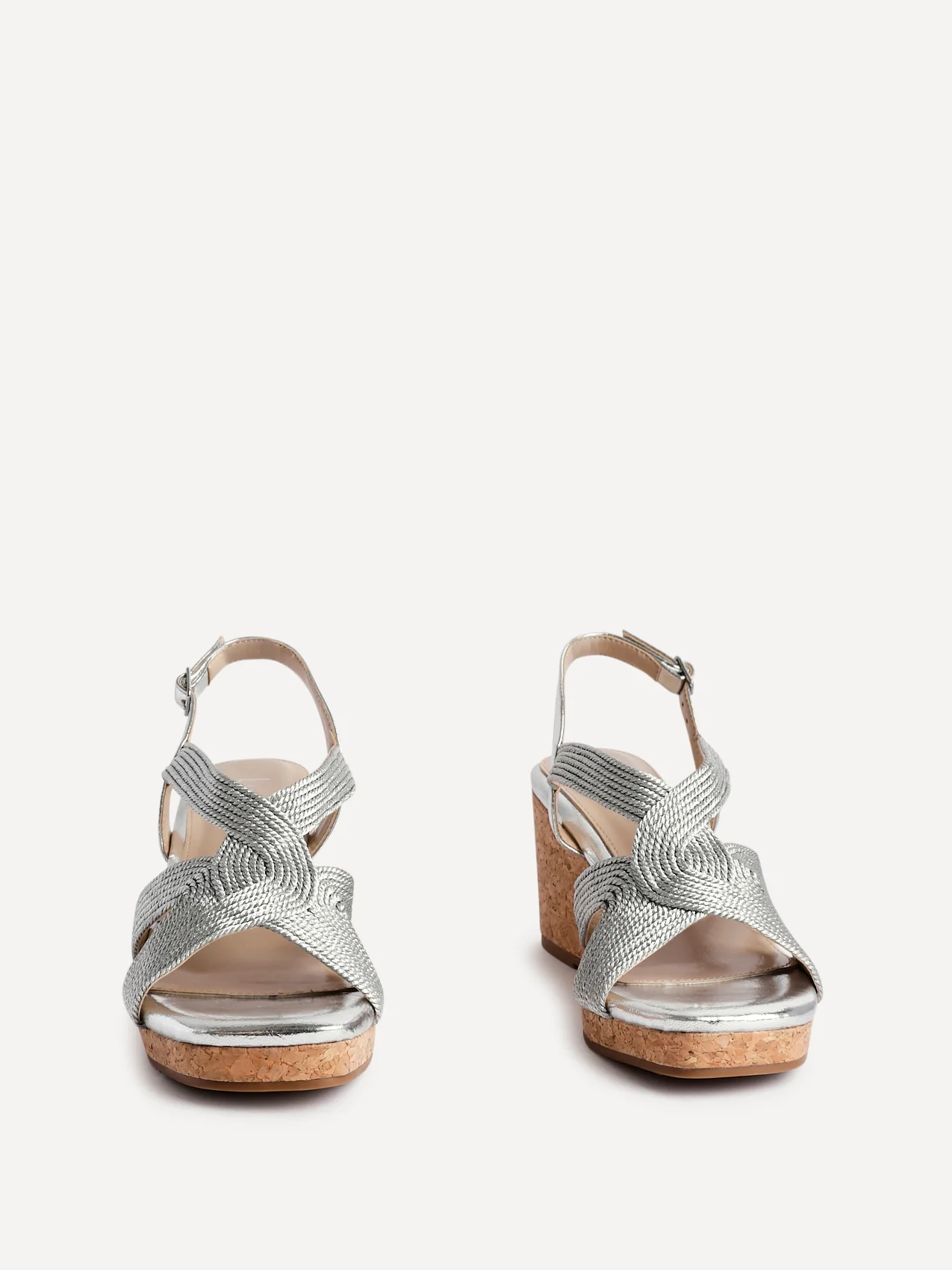 Destined Silver Woven Design Cork Wedges - Image 3
