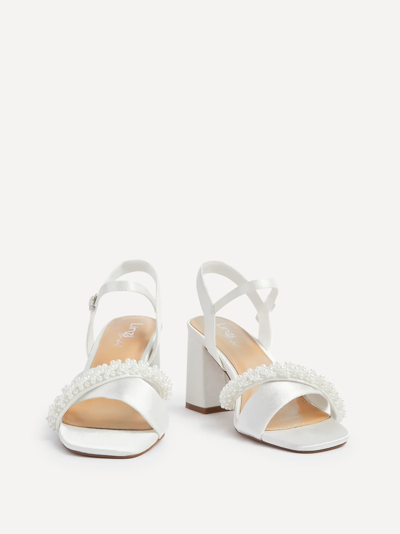 Devotion Wide Fit Satin Pearl Heels - Image 3
