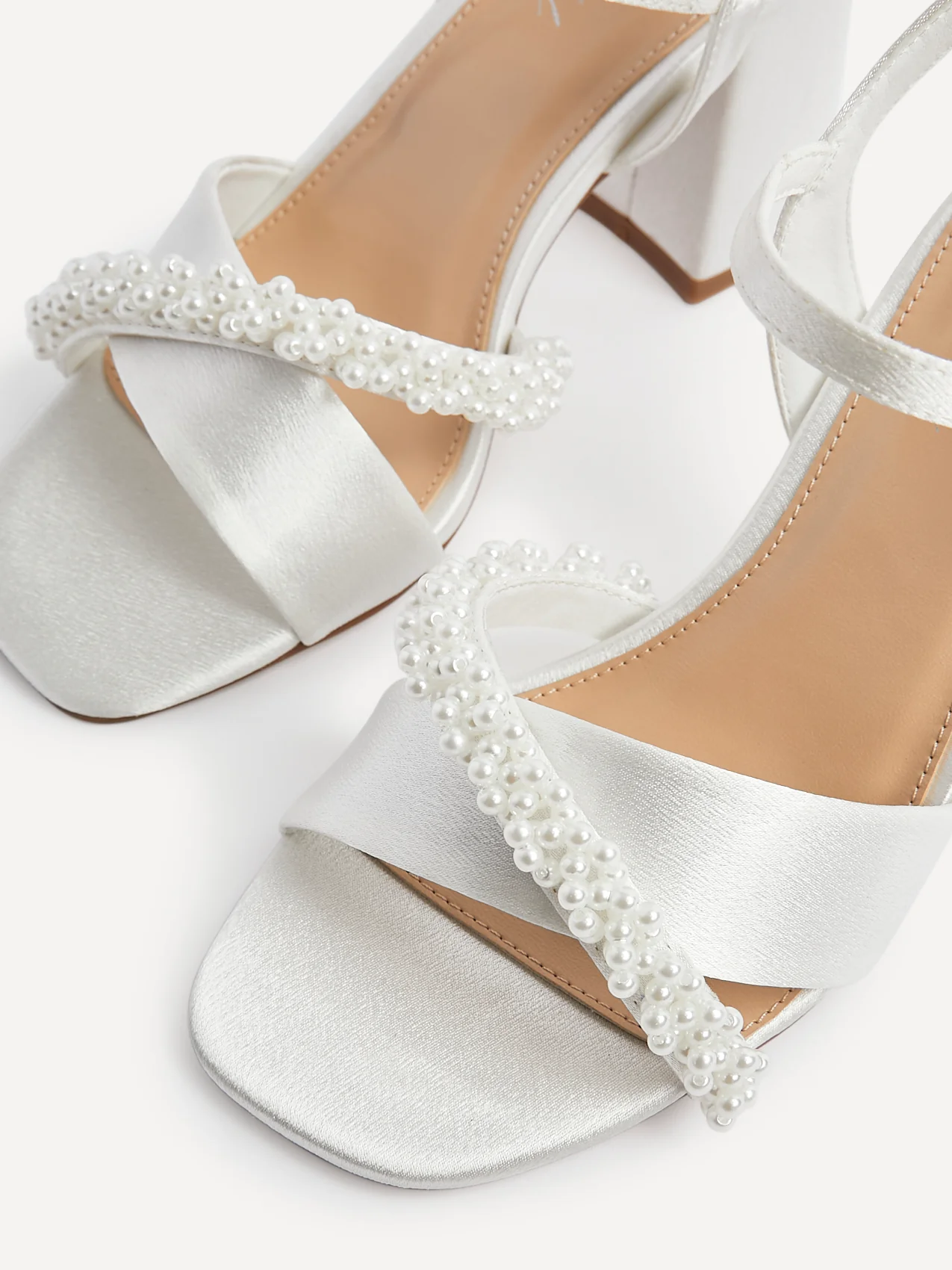 Devotion Wide Fit Satin Pearl Heels - Image 4