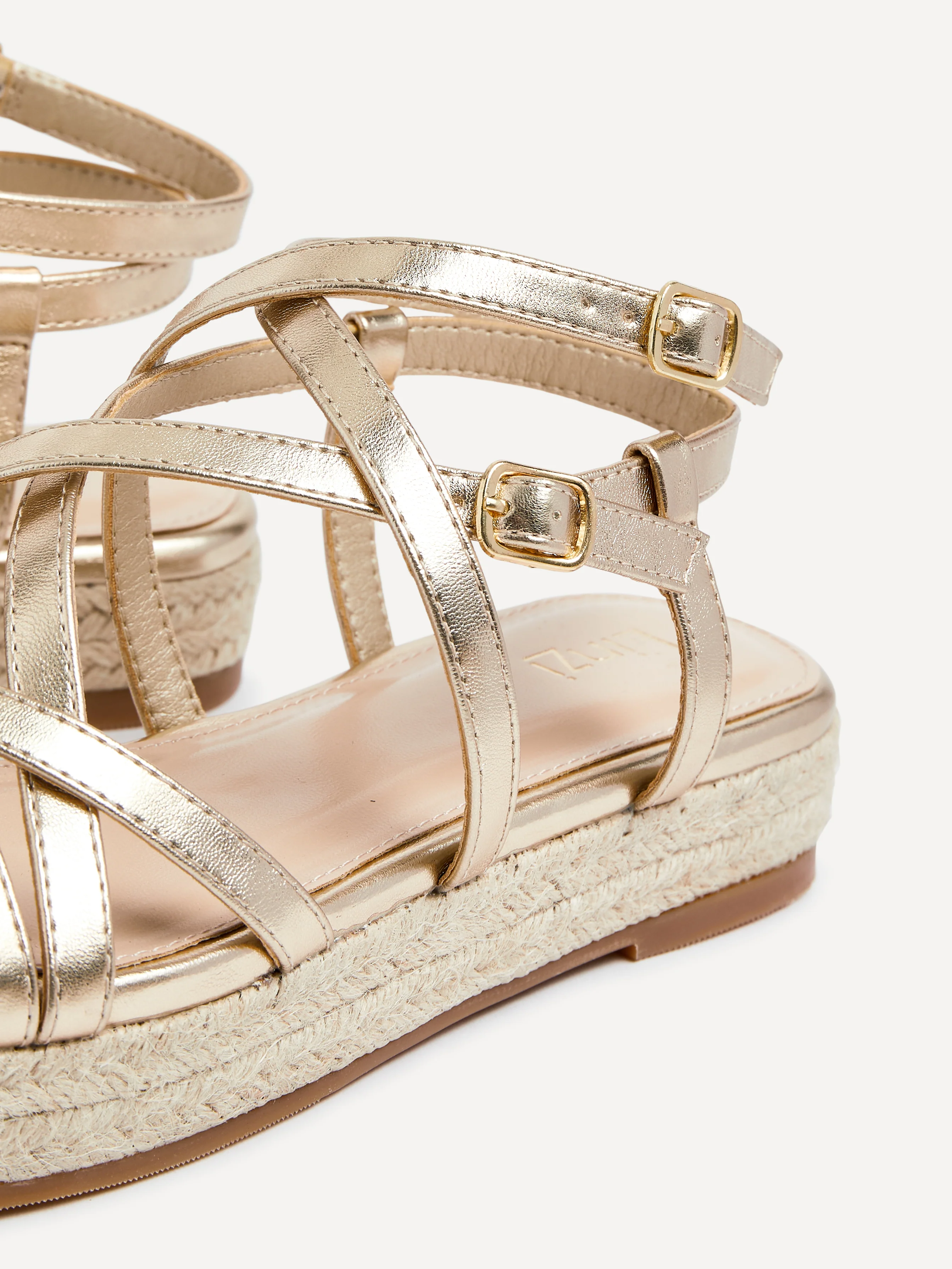 Dezi Gold Strappy Flatform Sandals - Image 5