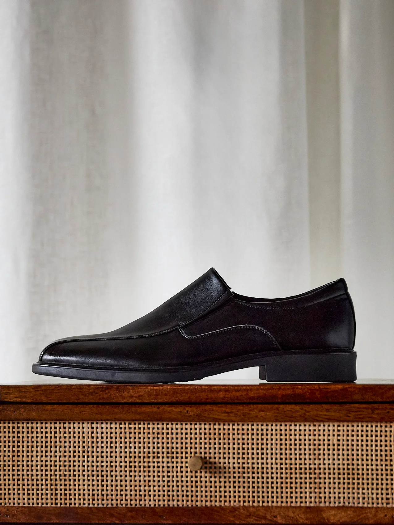 Diego Mens Black Faux Leather Slip-On Shoes - Image 7