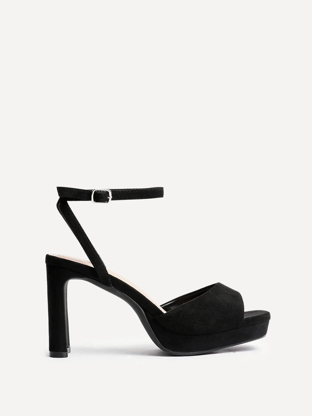 Diva Black Faux Suede Platform Heels - Image 2