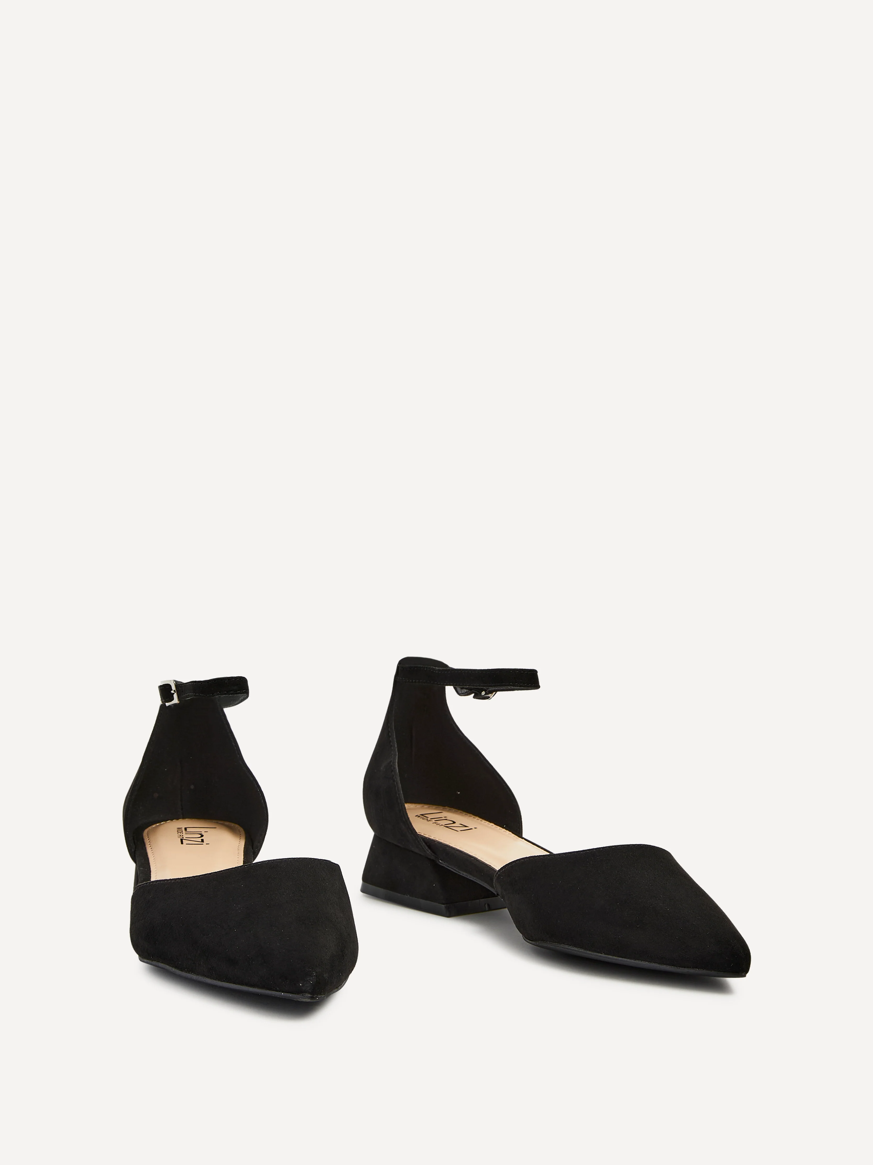Dolly Wide Fit Black Faux Suede Low Court Heels - Image 3