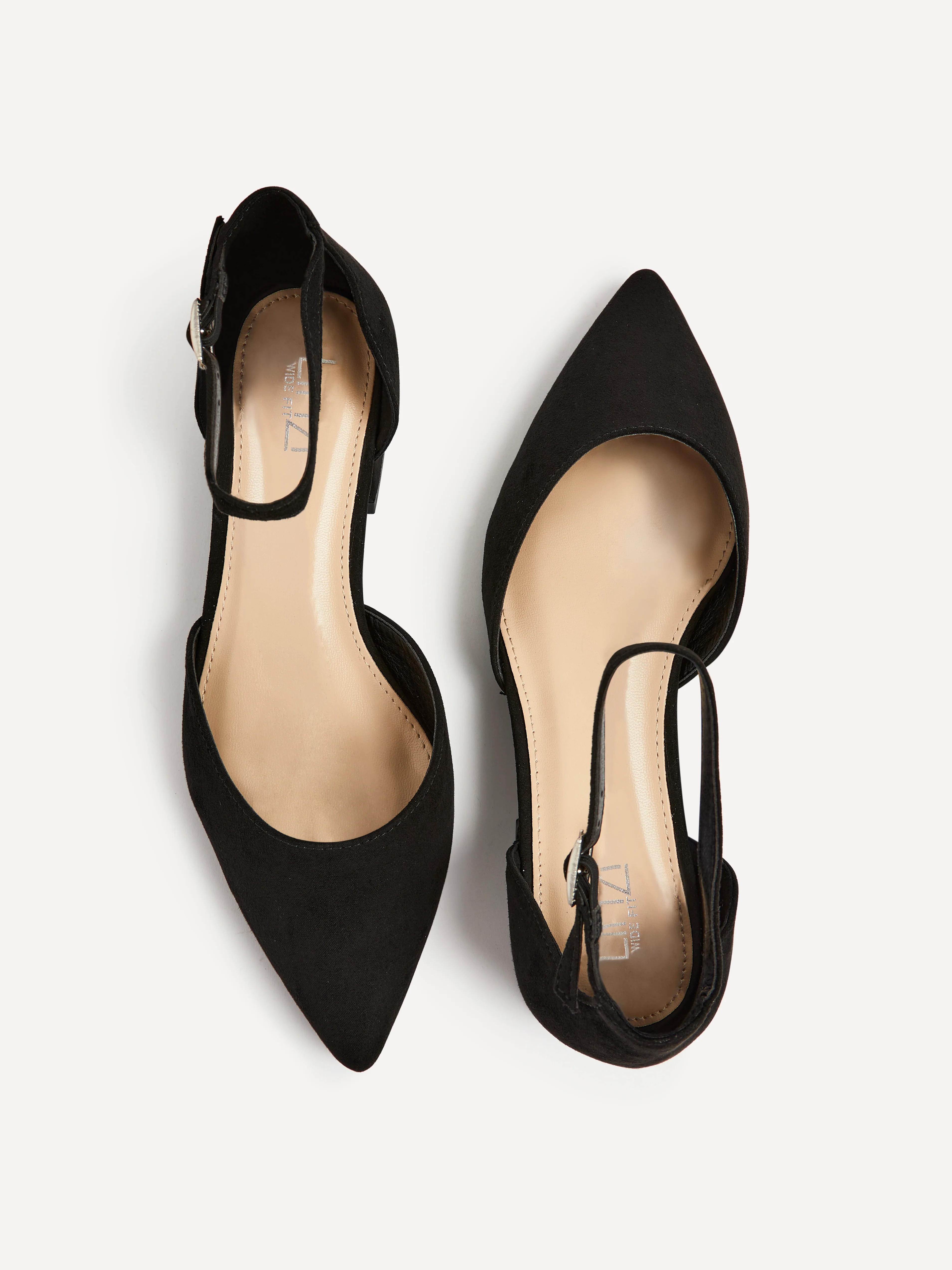 Dolly Wide Fit Black Faux Suede Low Court Heels - Image 4