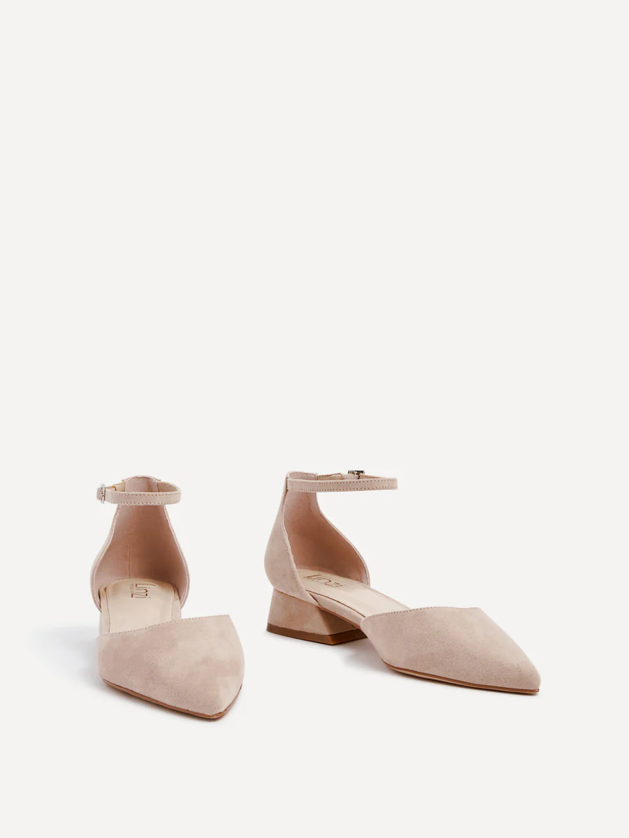 Dolly Wide Fit Nude Faux Suede Low Court Heels - Image 3