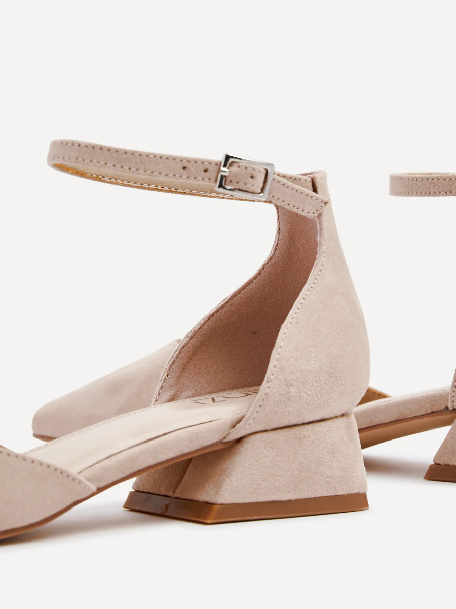 Dolly Wide Fit Nude Faux Suede Low Court Heels - Image 4